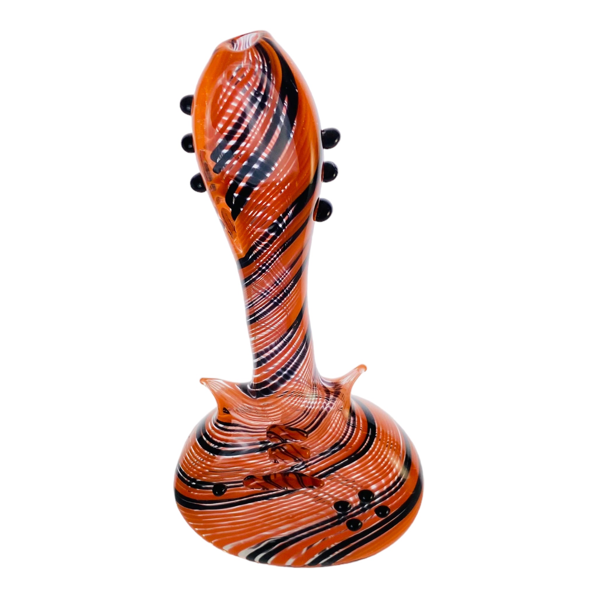 Glass Guitar Hand Pipe - Black & Orange