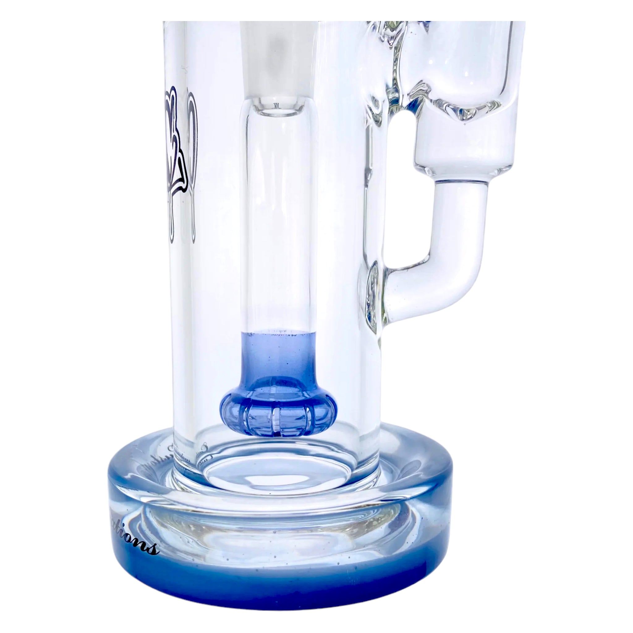 C2 Custom Creations - Custom Blue Fixed Showerhead Perc Bubbler Bong