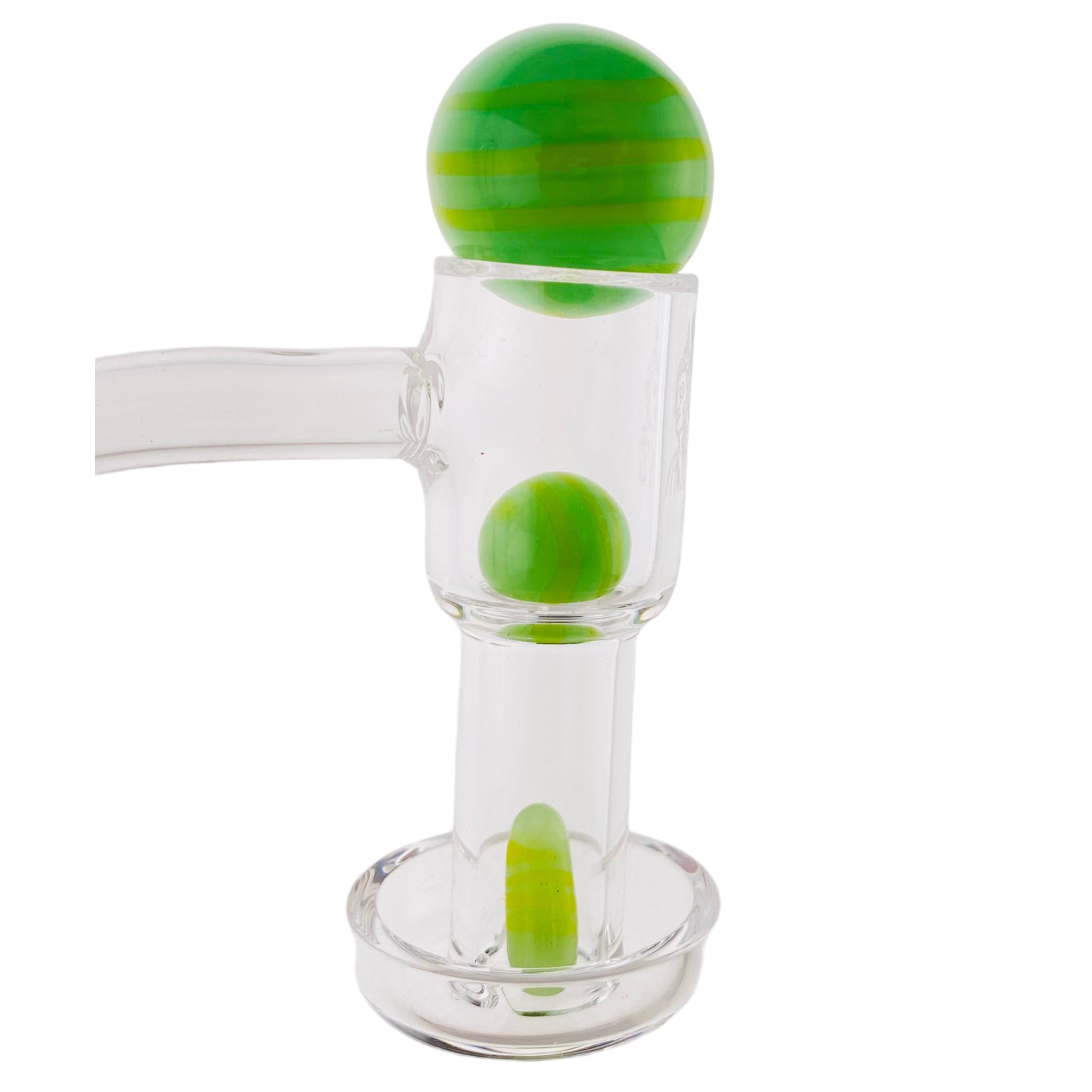 Glass Terp Slurper Marble Set - Green With Yellow Twirl