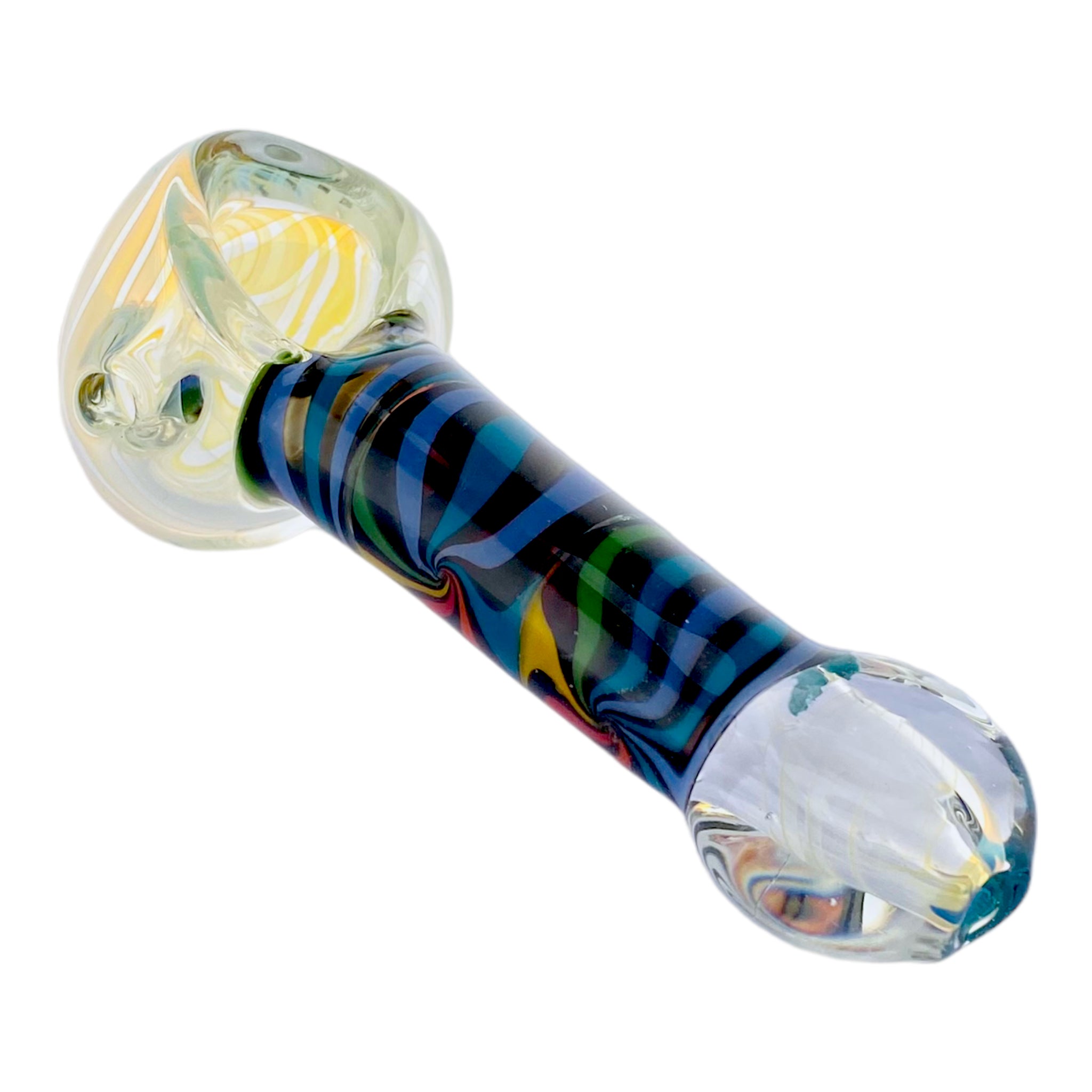 Rainbow Wig Wag Section Glass Hand Pipe With Inside Out Fuming