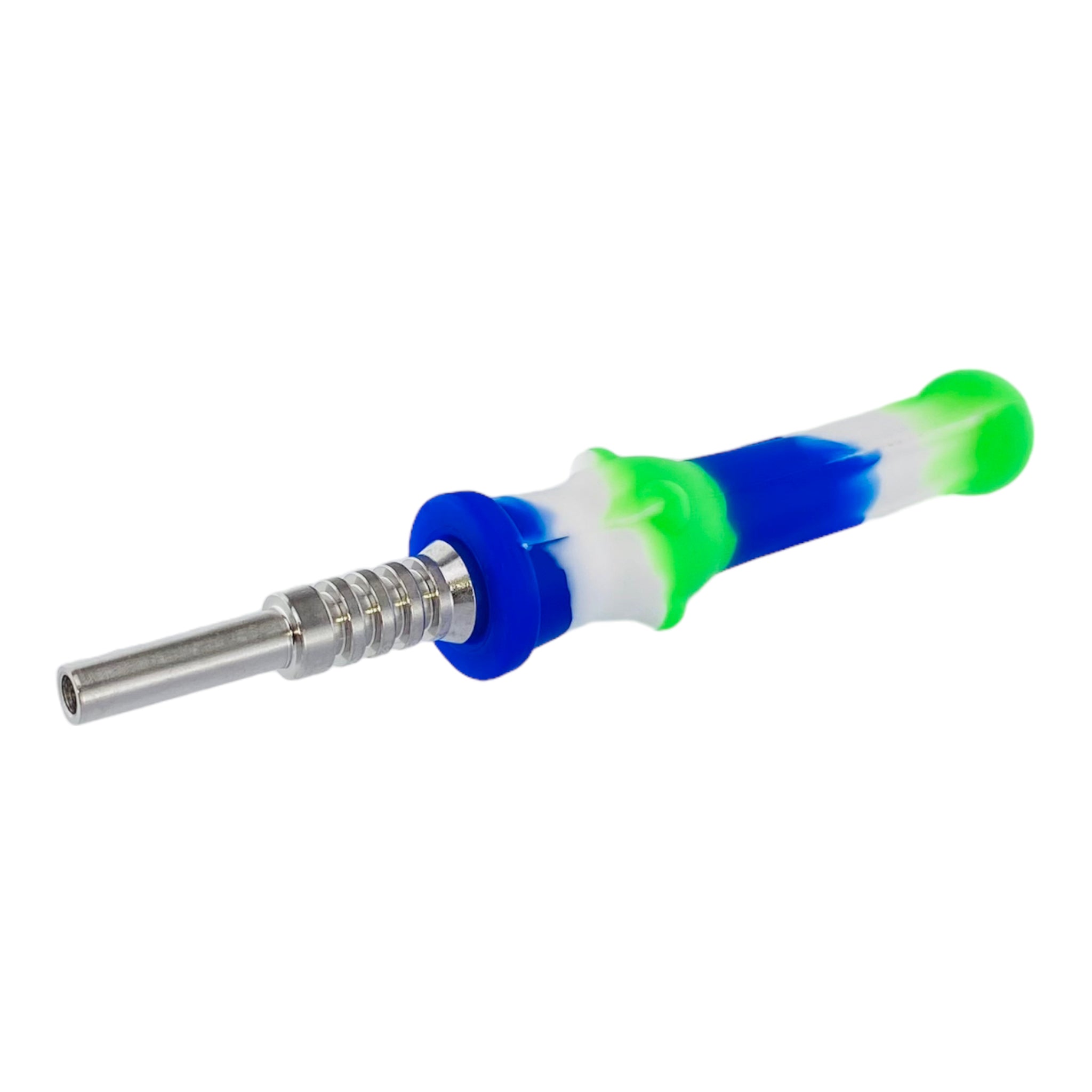 small best cheap affordable and portable 14mm Blue green and white Silicone Nectar Collector With Titanium Tip