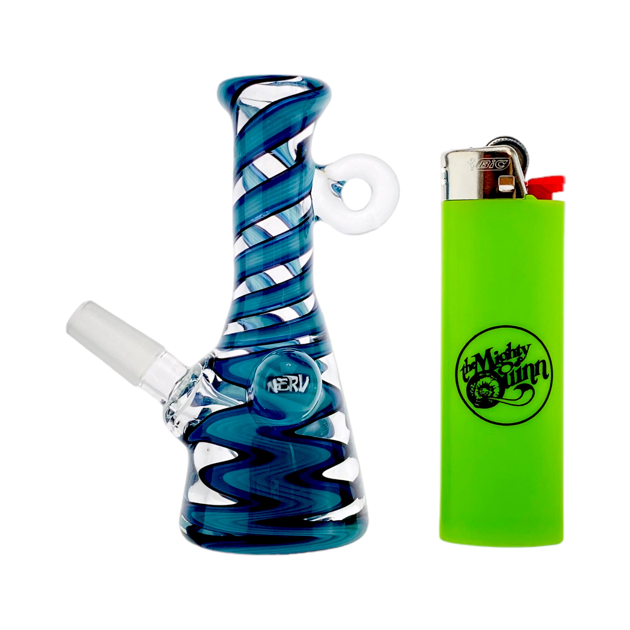 Nerv Glass - 10mm Pendant Dab Rig With Blue Wig Wag Twist