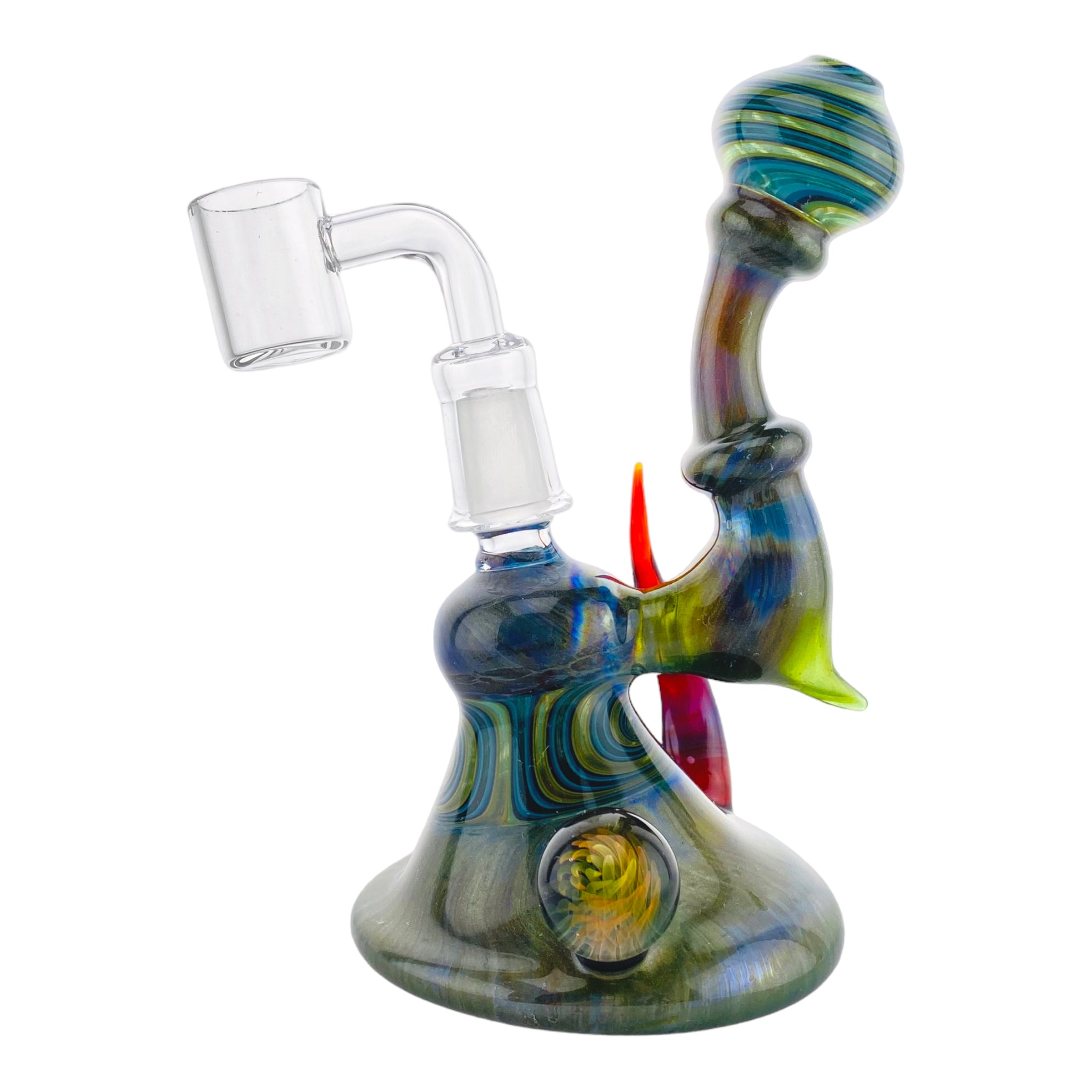 Crux Glass - Custom Alientech Green Dab Rig With Wig Wag Sections And Horns