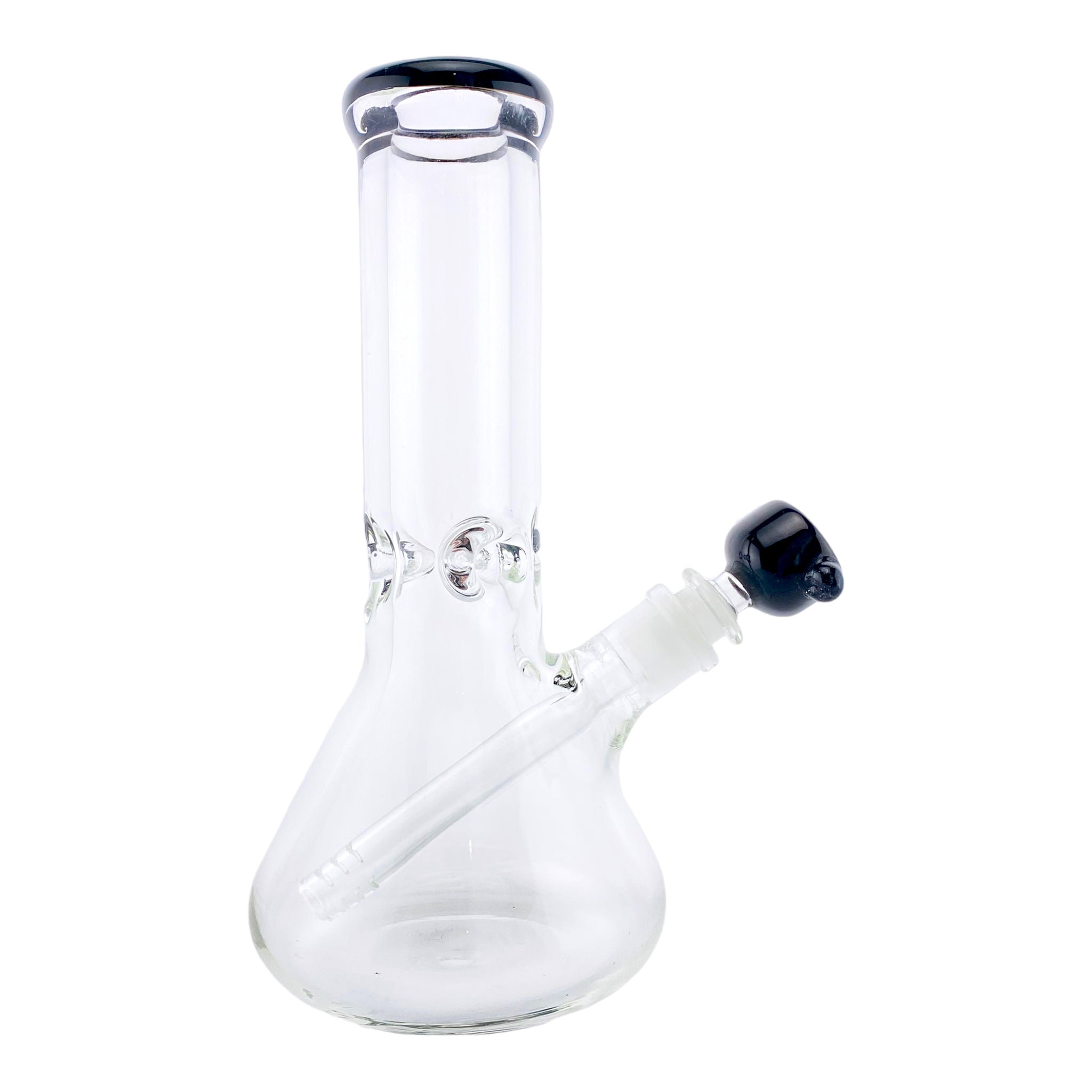 9mm Thick Beaker Base Bong - Black Mouthpiece & Bowl Piece