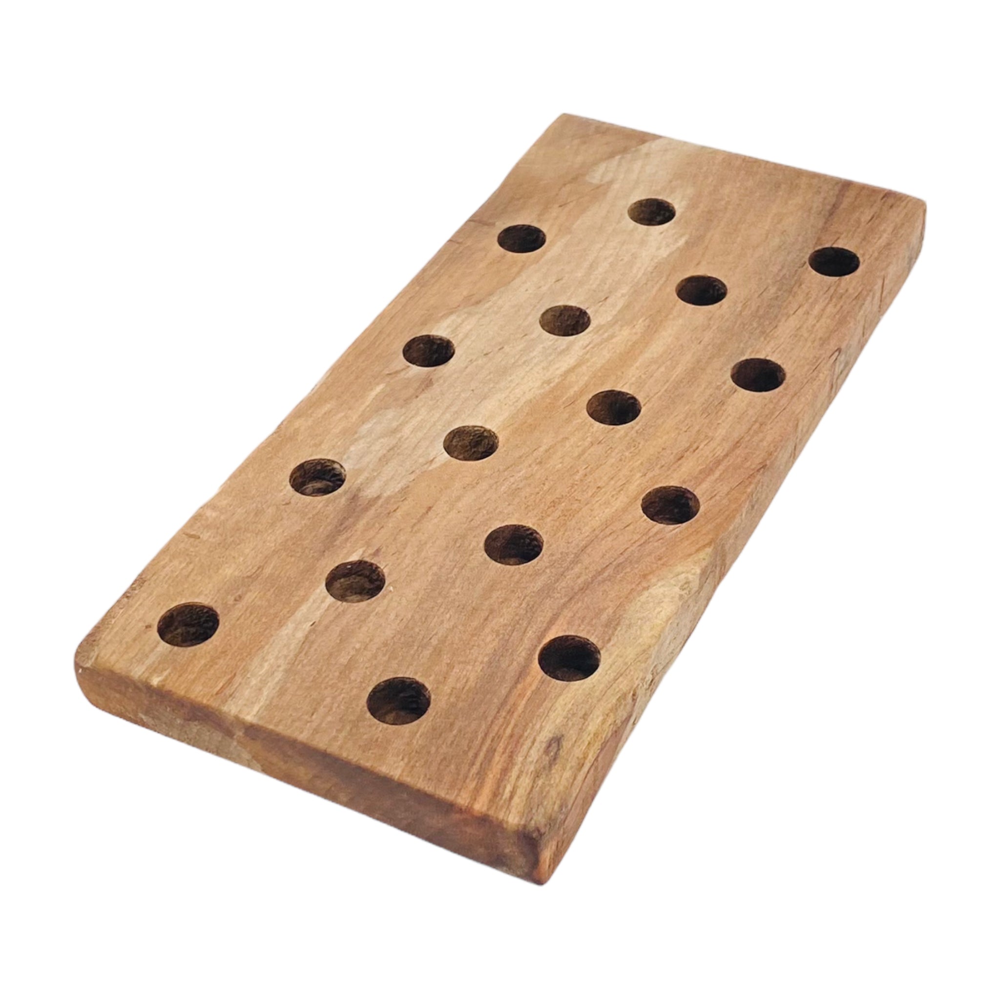 16 Hole Wood Display Stand Holder For 14mm Bong Bowl Pieces Or Quartz Bangers - Drift Wood