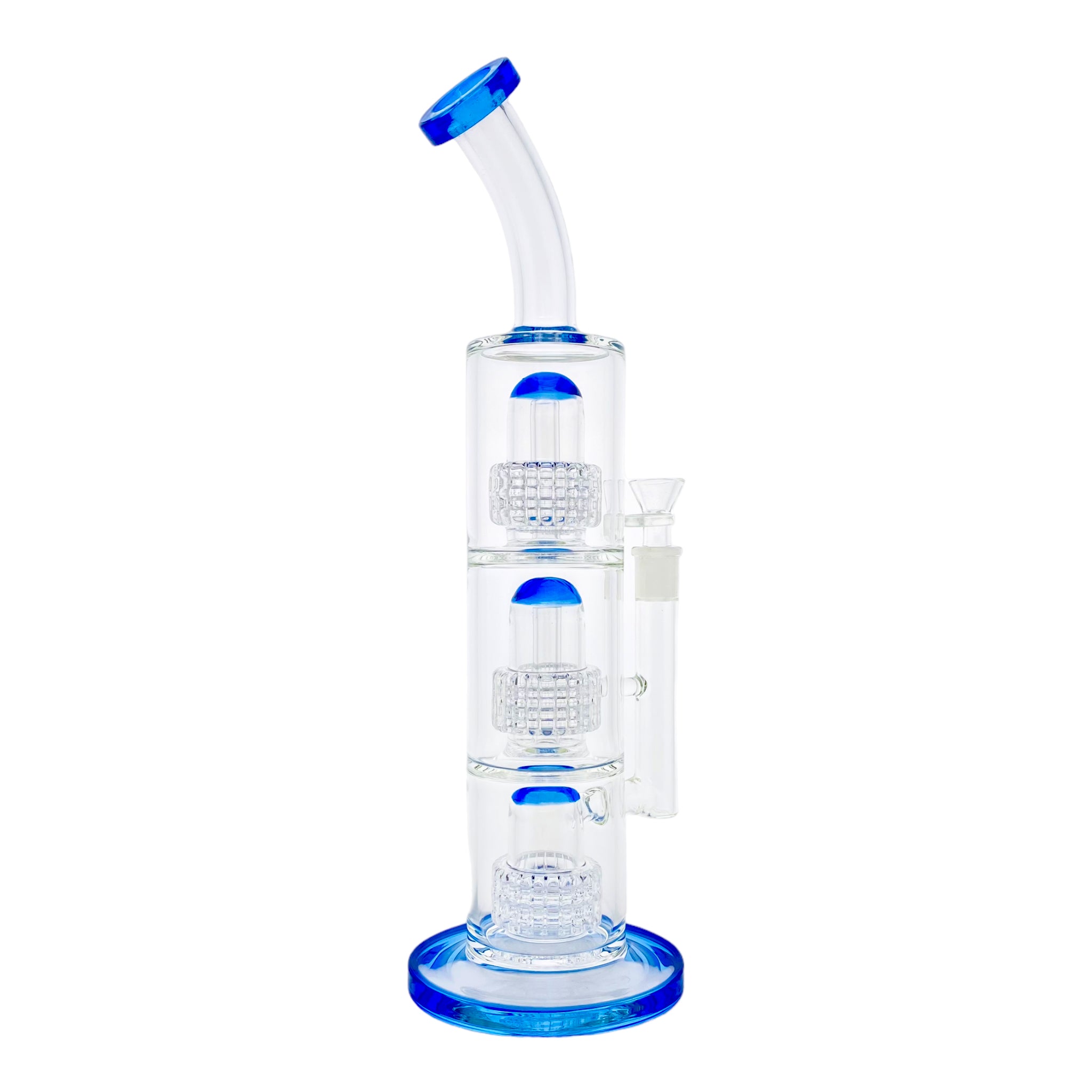 Extra Large Triple Perc Bubbler Bong - Blue