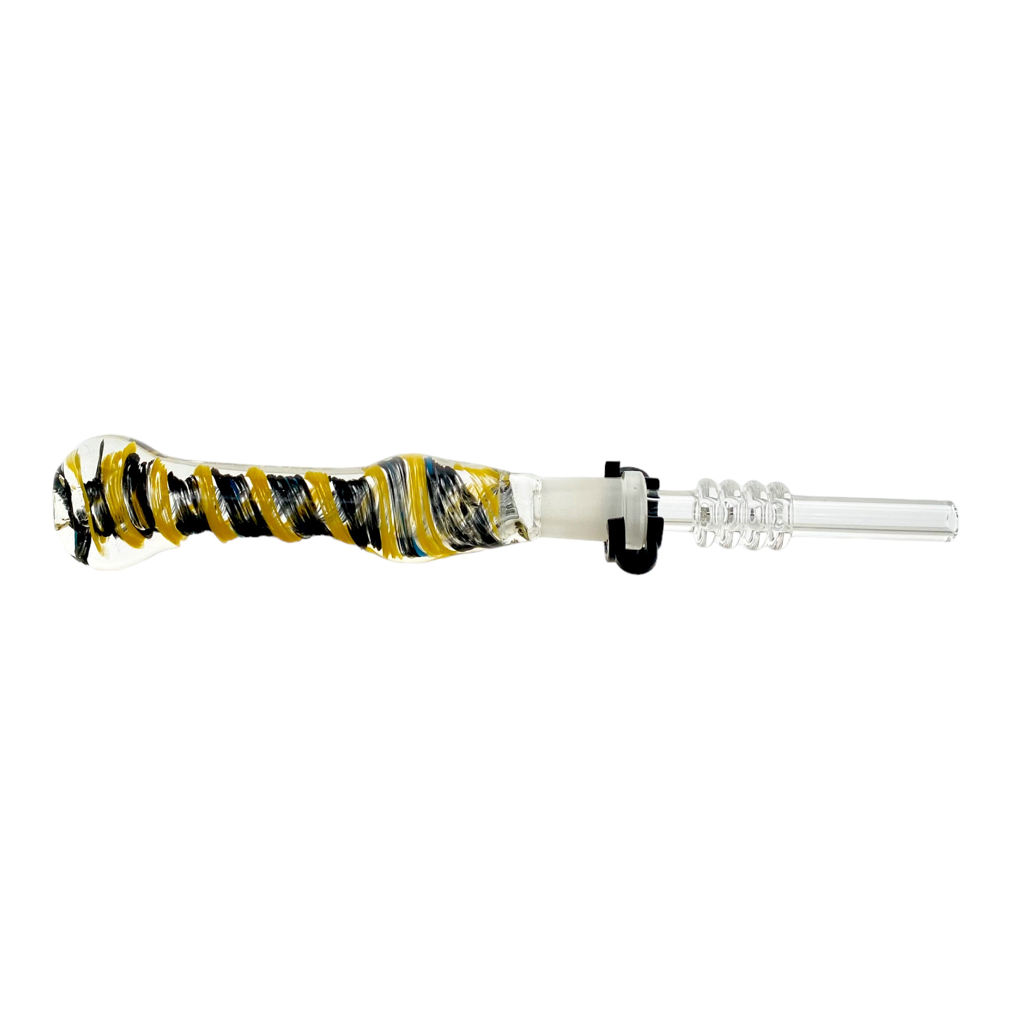 10mm Nectar Collector - Black And Yellow Inside Out With 10mm Quartz Tip