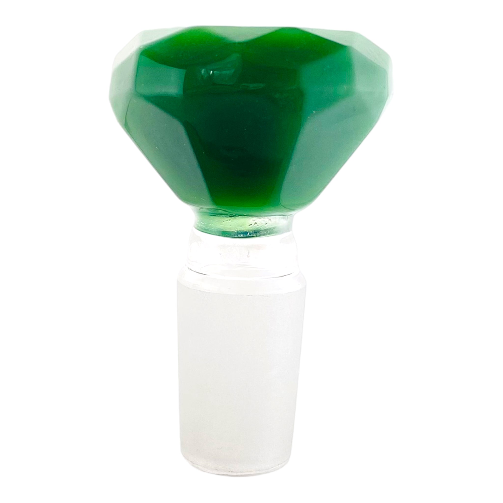 18mm Flower Bowl - Faceted Diamond Glass Bong Bowl Piece - Jade Green