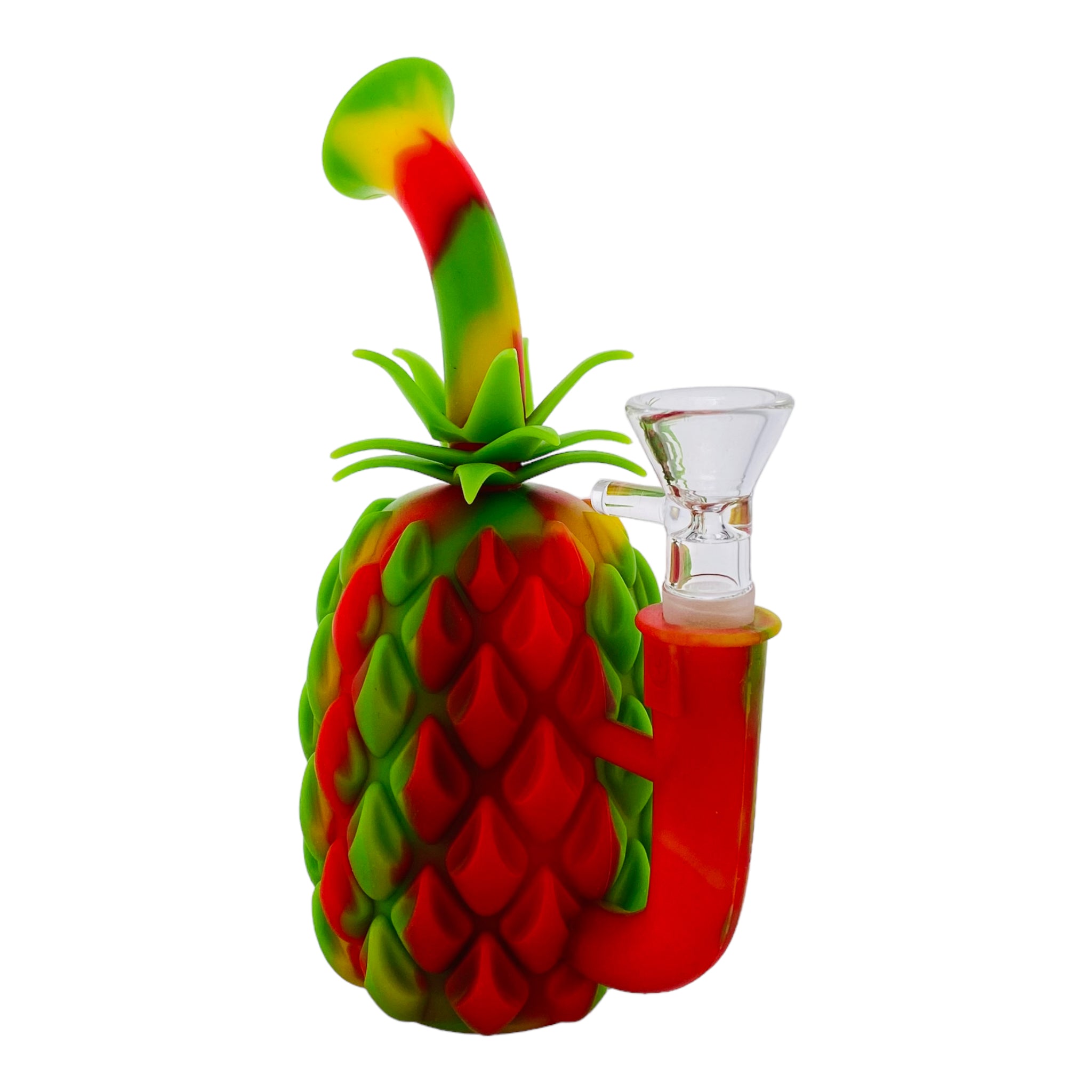 Rasta Pineapple Express Silicone Bubbler Bong With Magnetic Tool Holder