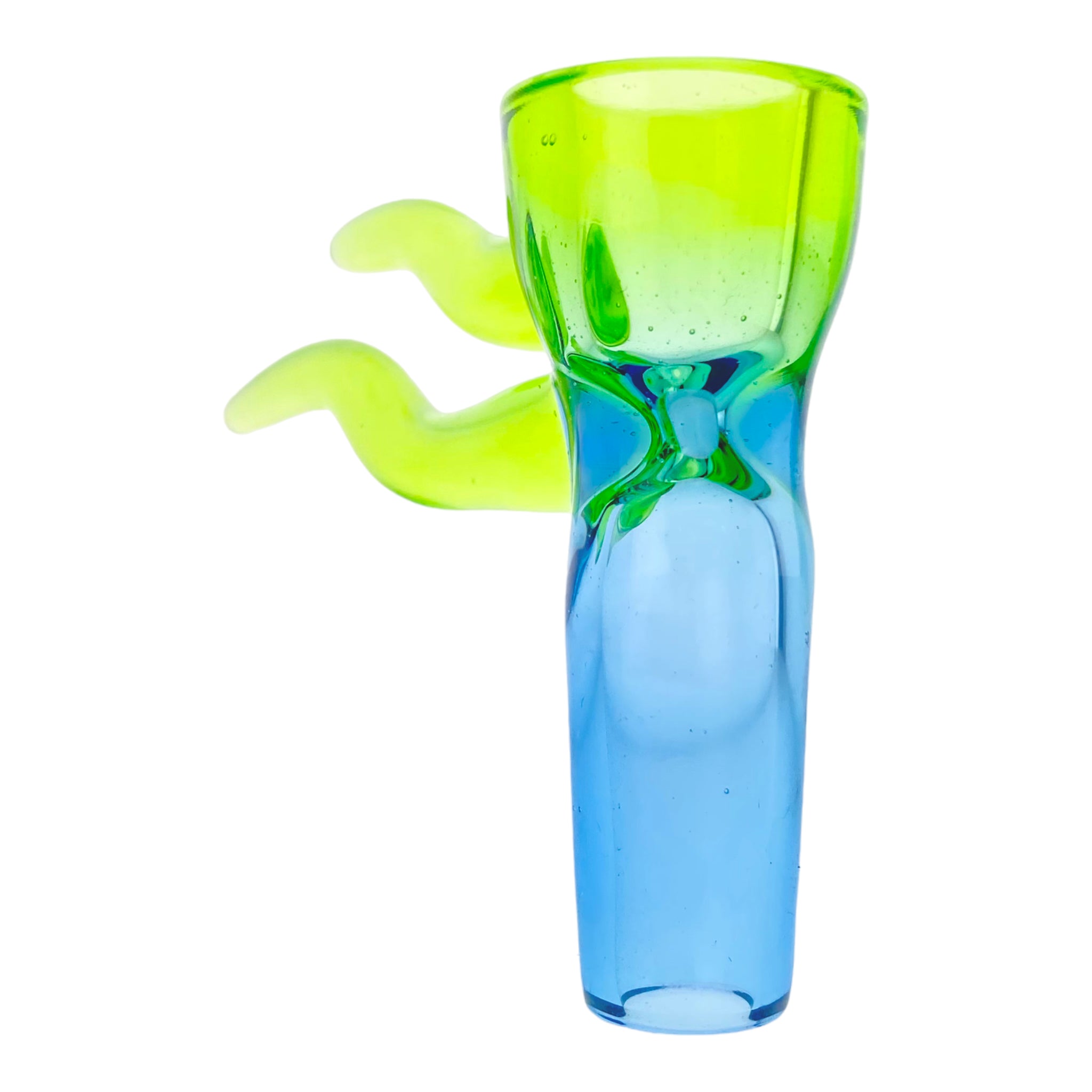 Optera Glass - Cobalt Blue To Green Fade With Green Handles Full Color - 14mm Bowl Piece