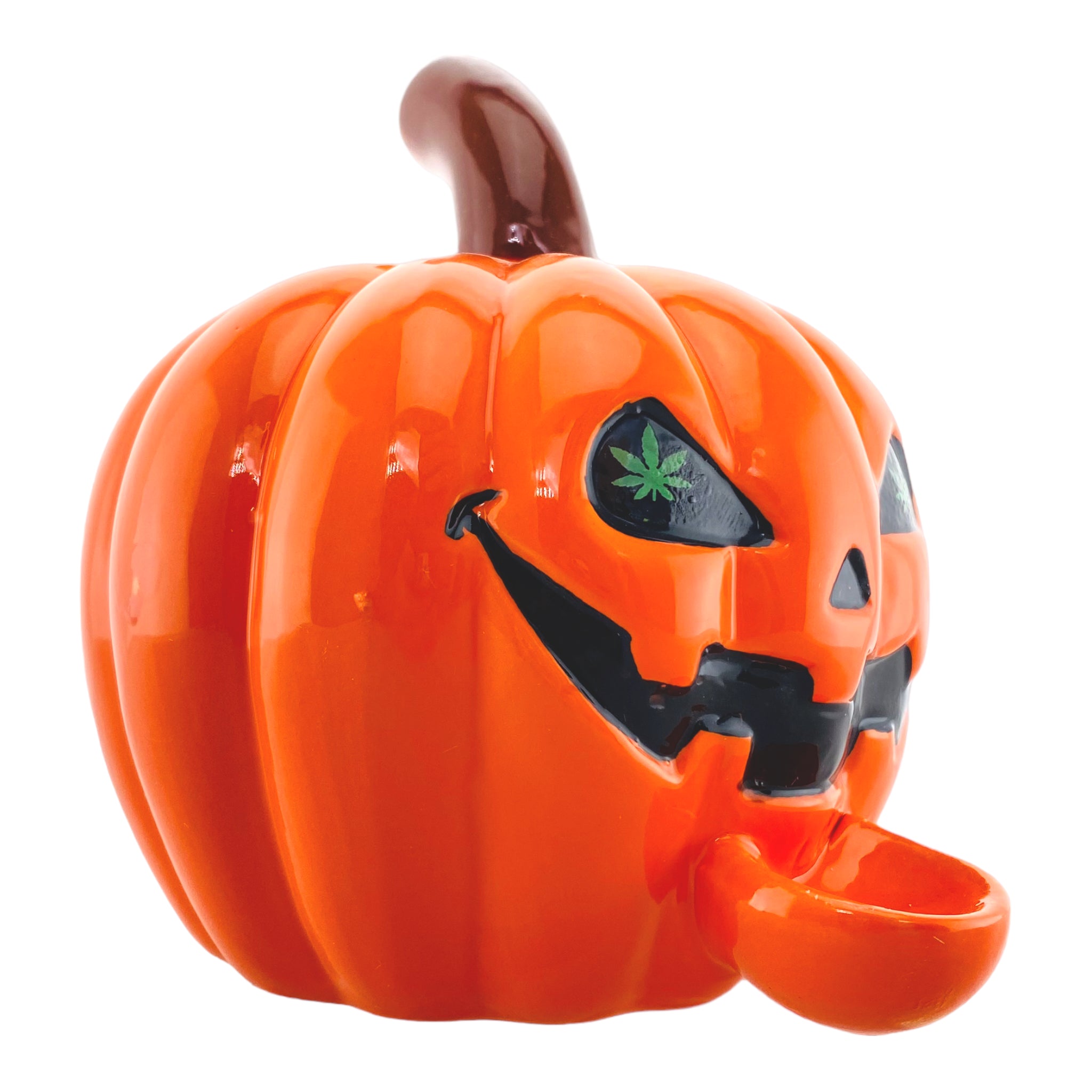 Ceramic Jack-O-Lantern Pumpkin Hand Pipe
