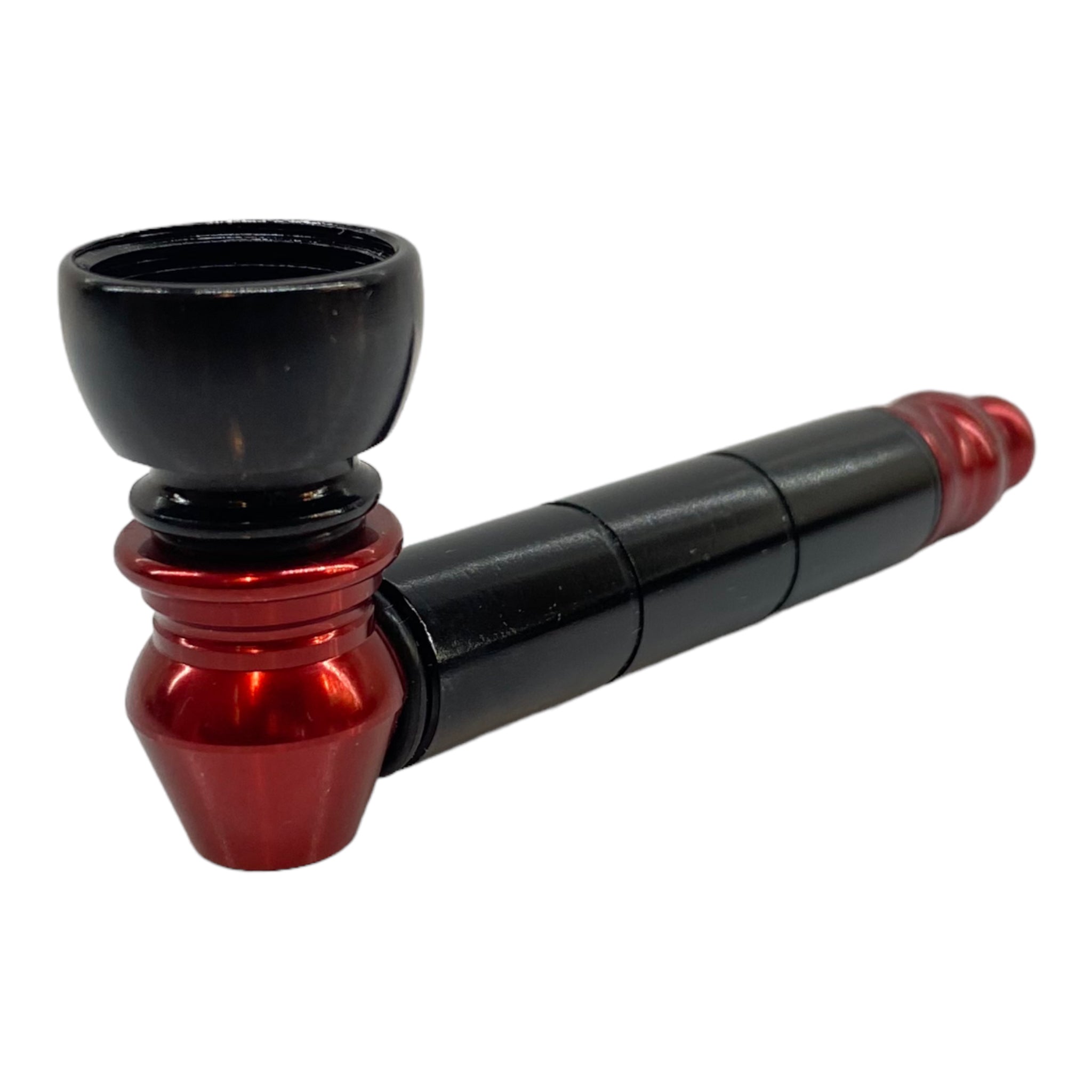 Metal weed and tobbaco pipe black and red basic metal pipe with small chamber for sale free shipping