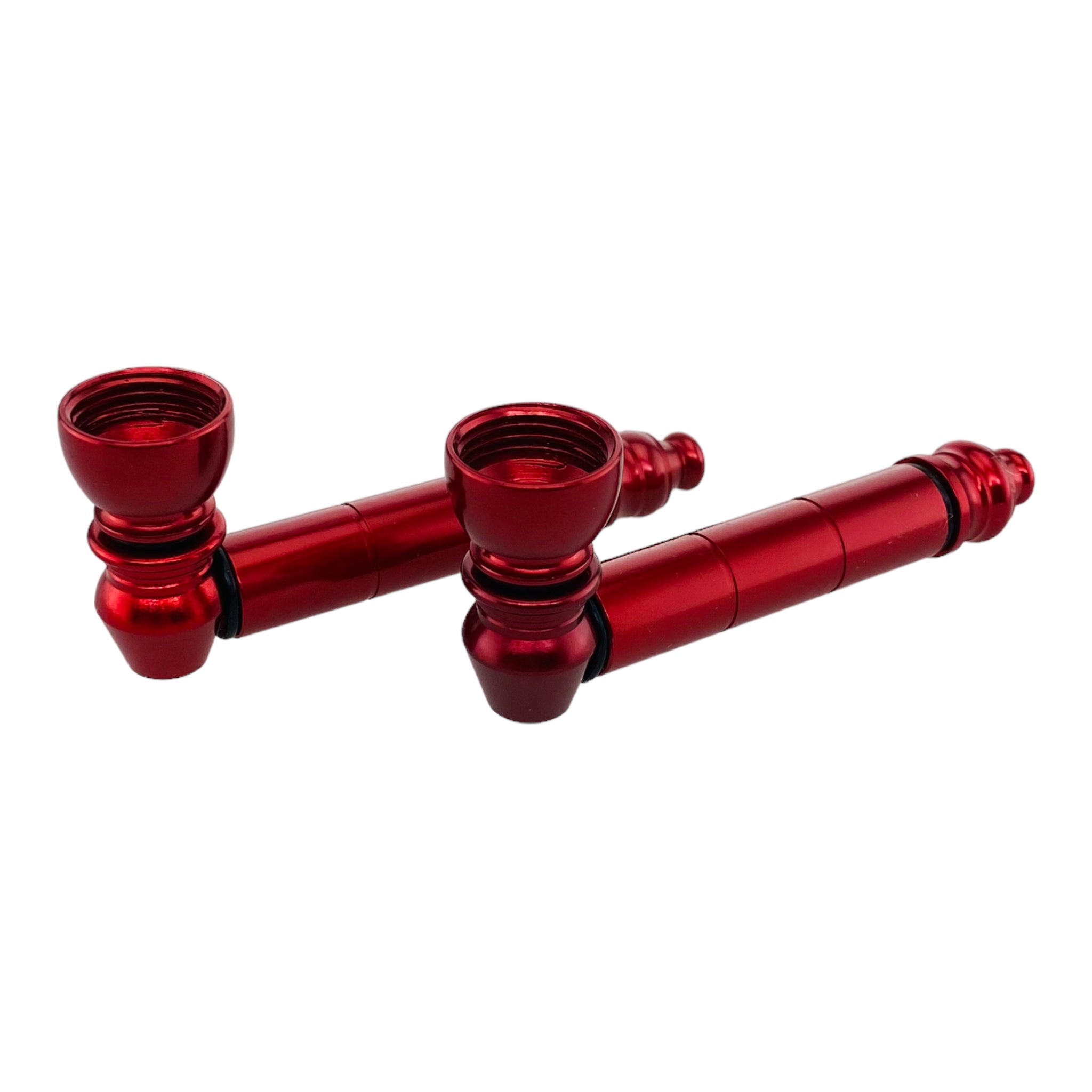 bundle of two metal smoking pipes and 10 metal pipe screens