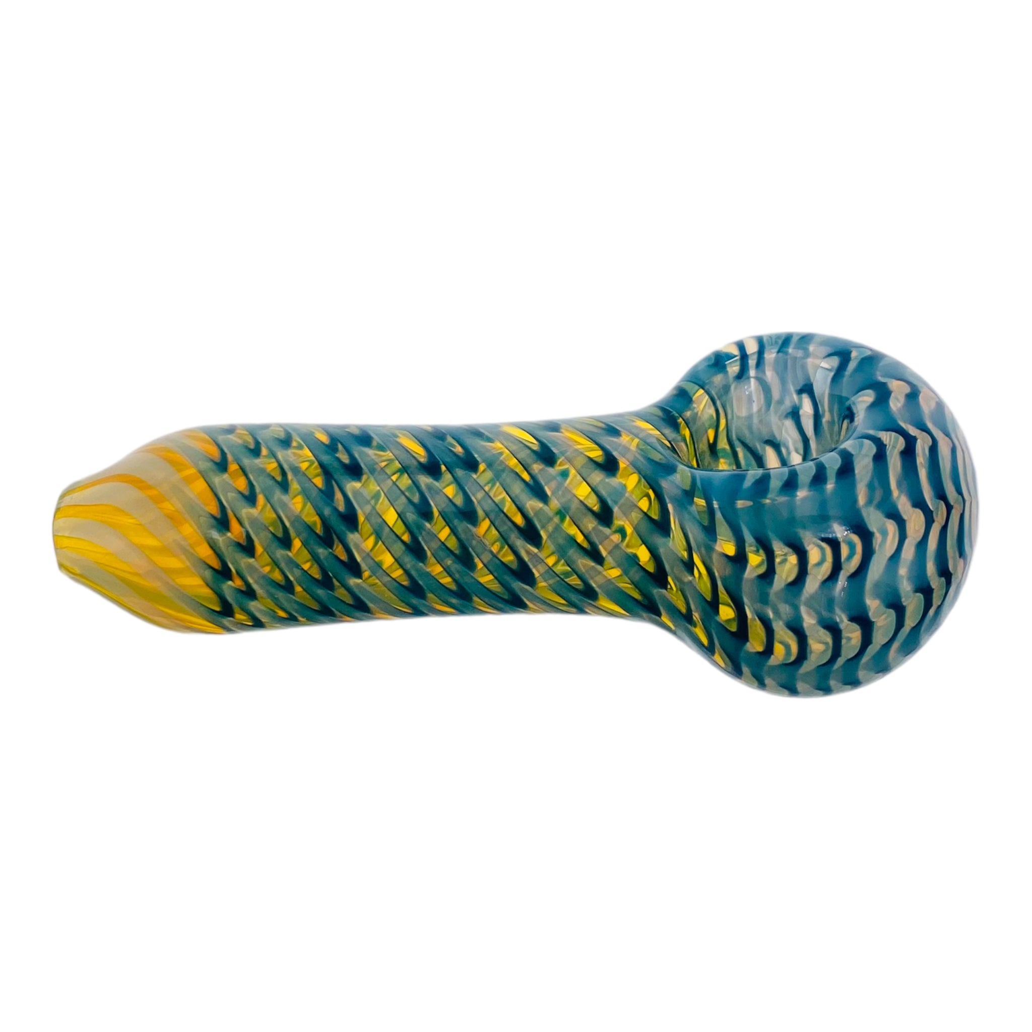 Color Changing Glass Pipe With Blue Wrap And Rake