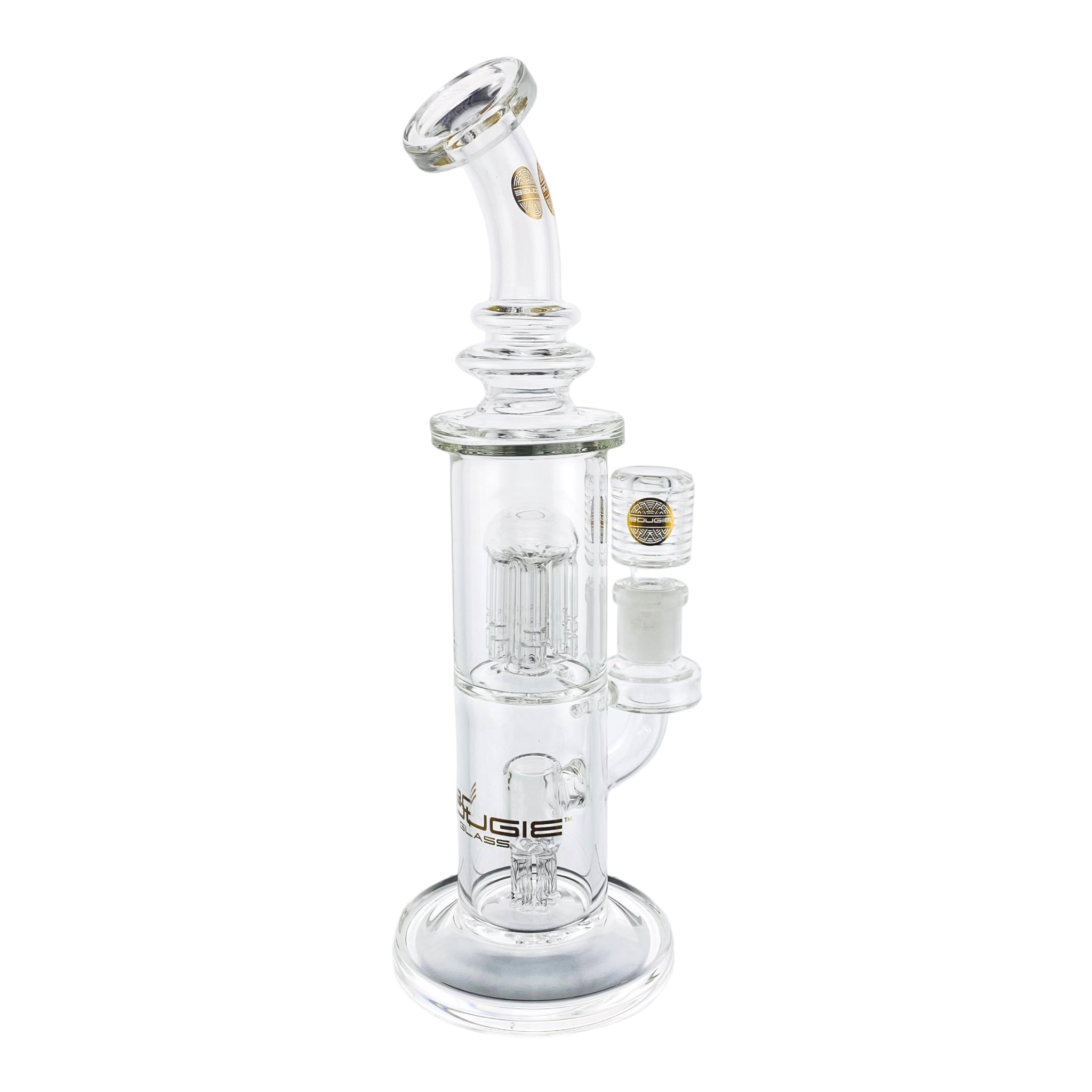 best cheap cute Bougie Glass Double Tree Perc Clear Bubbler Bong