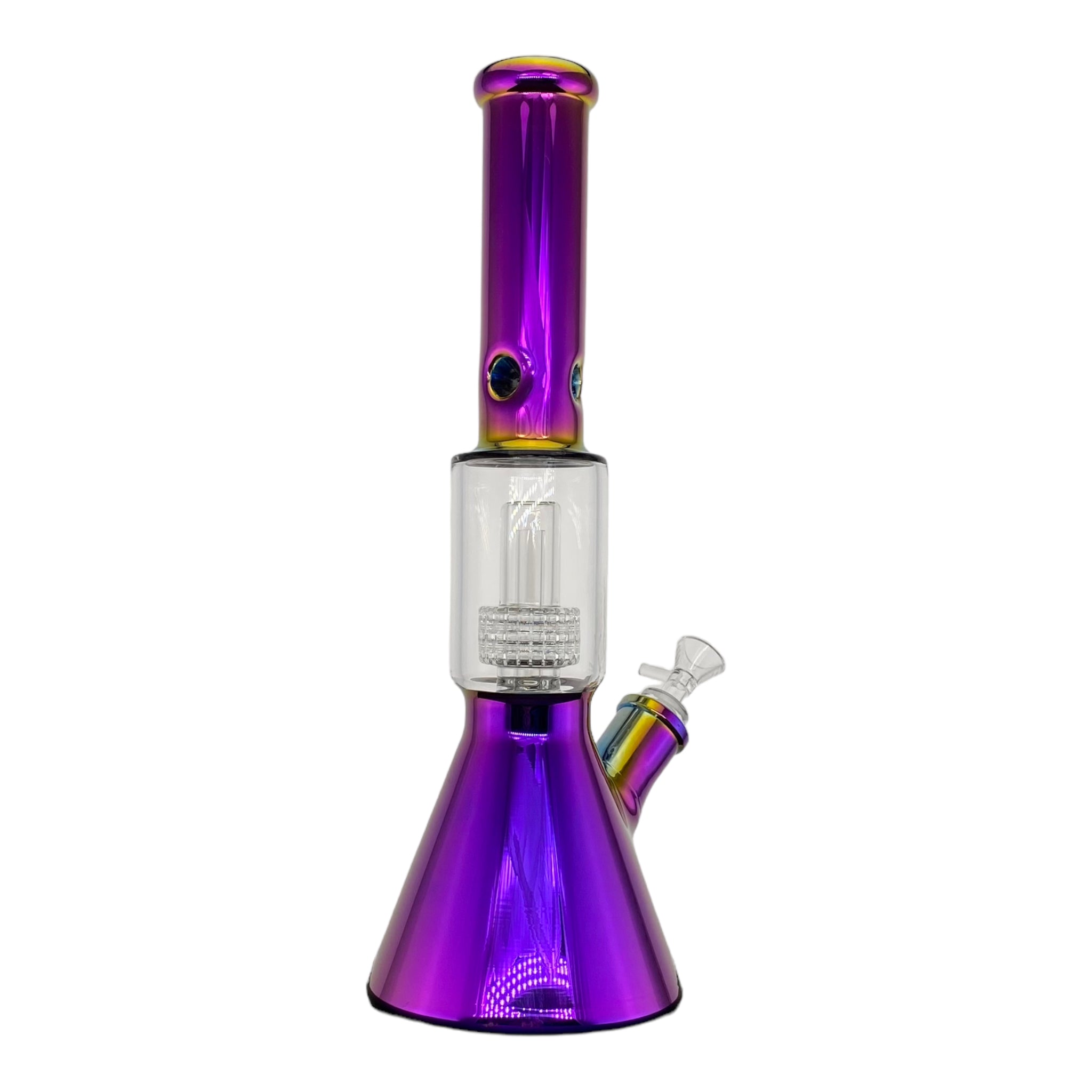 14 Inch Rainbow Glass Bong With Multi Slit Disc Perc