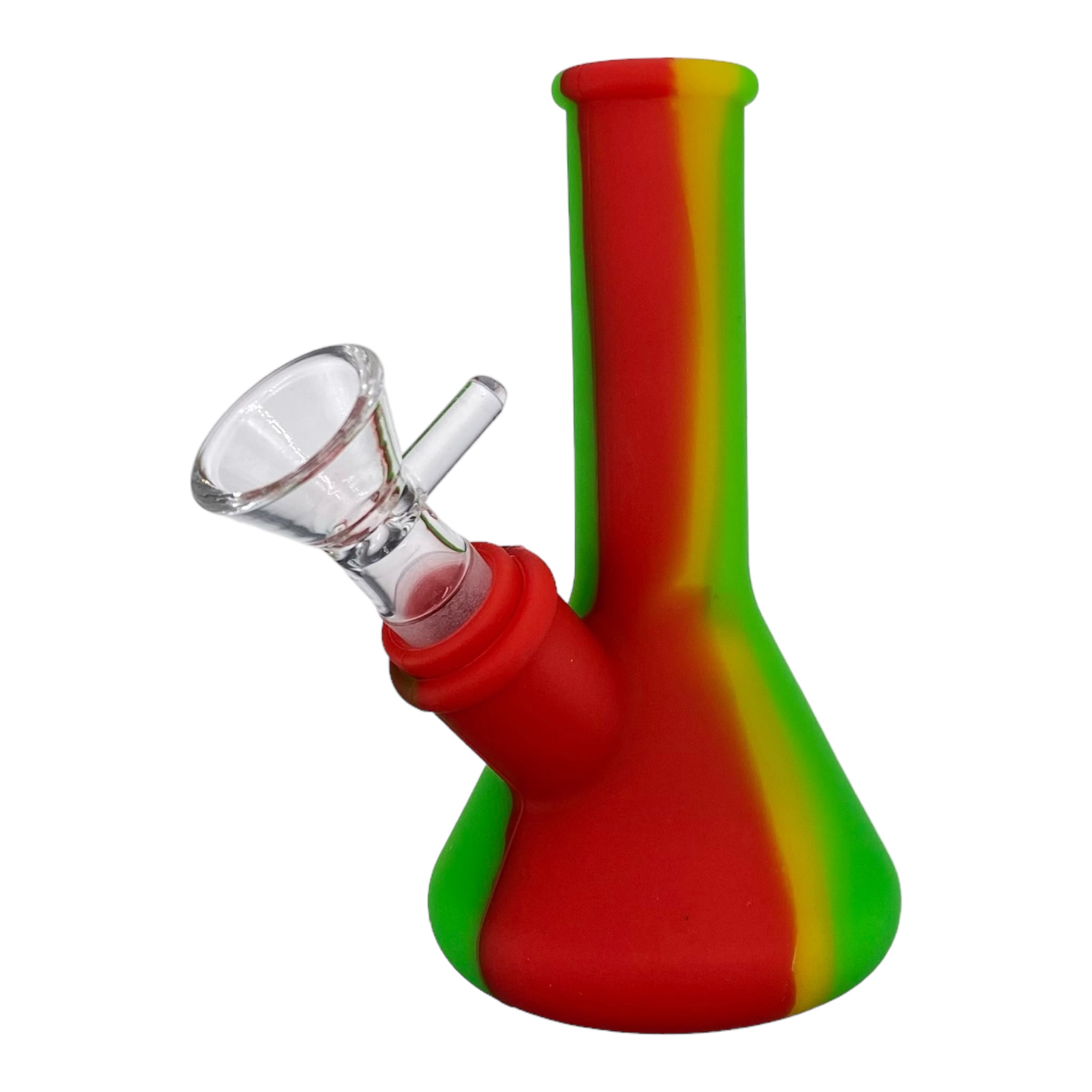 5 Inch Mini Silicone Rubber Beaker Bong Rasta Colors