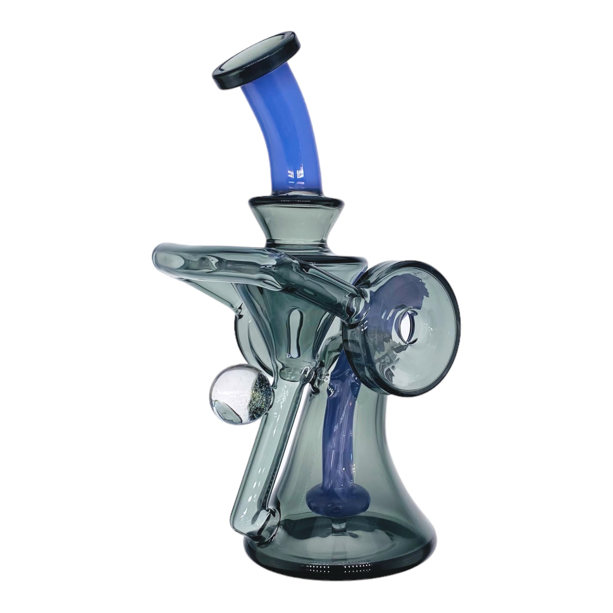 Shadow Black And Purple Double Uptake Recycler Glass Dab Rig