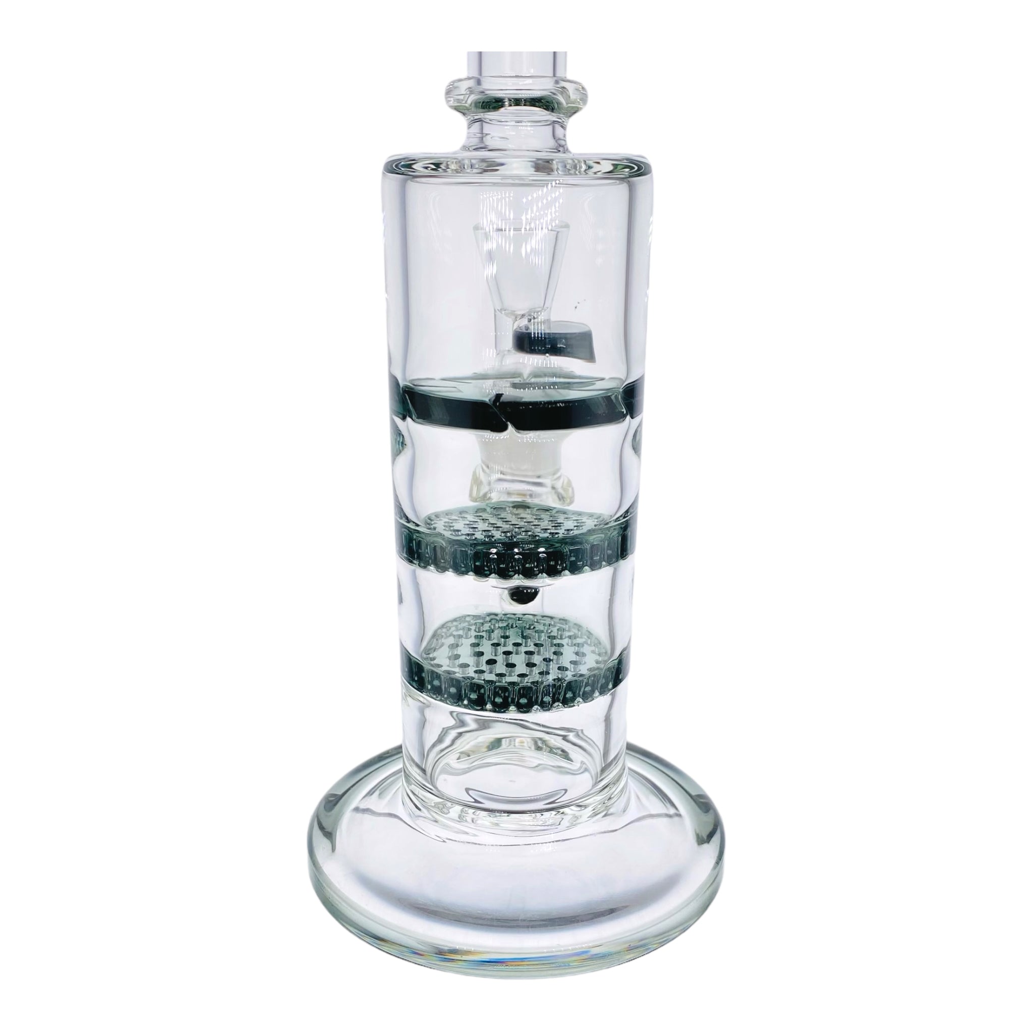 10 Inch Shadow Black Inline Bong With Double Honeycomb Percs And Smoke Turbine