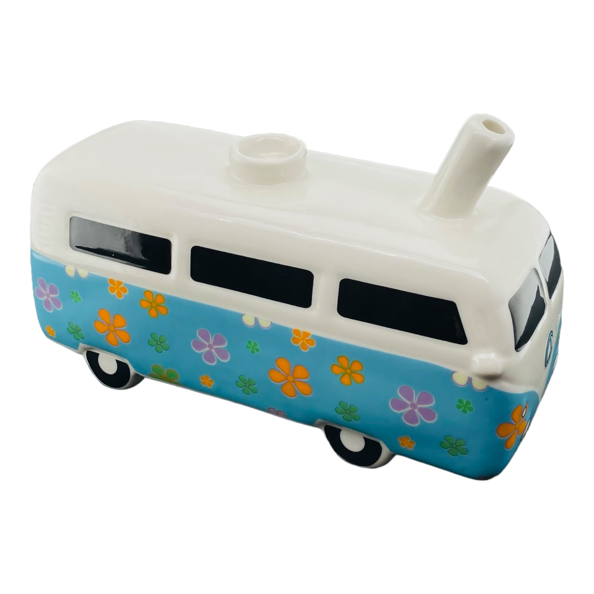 Ceramic Hippie Flower Power VW Bus Dry Hand Pipe