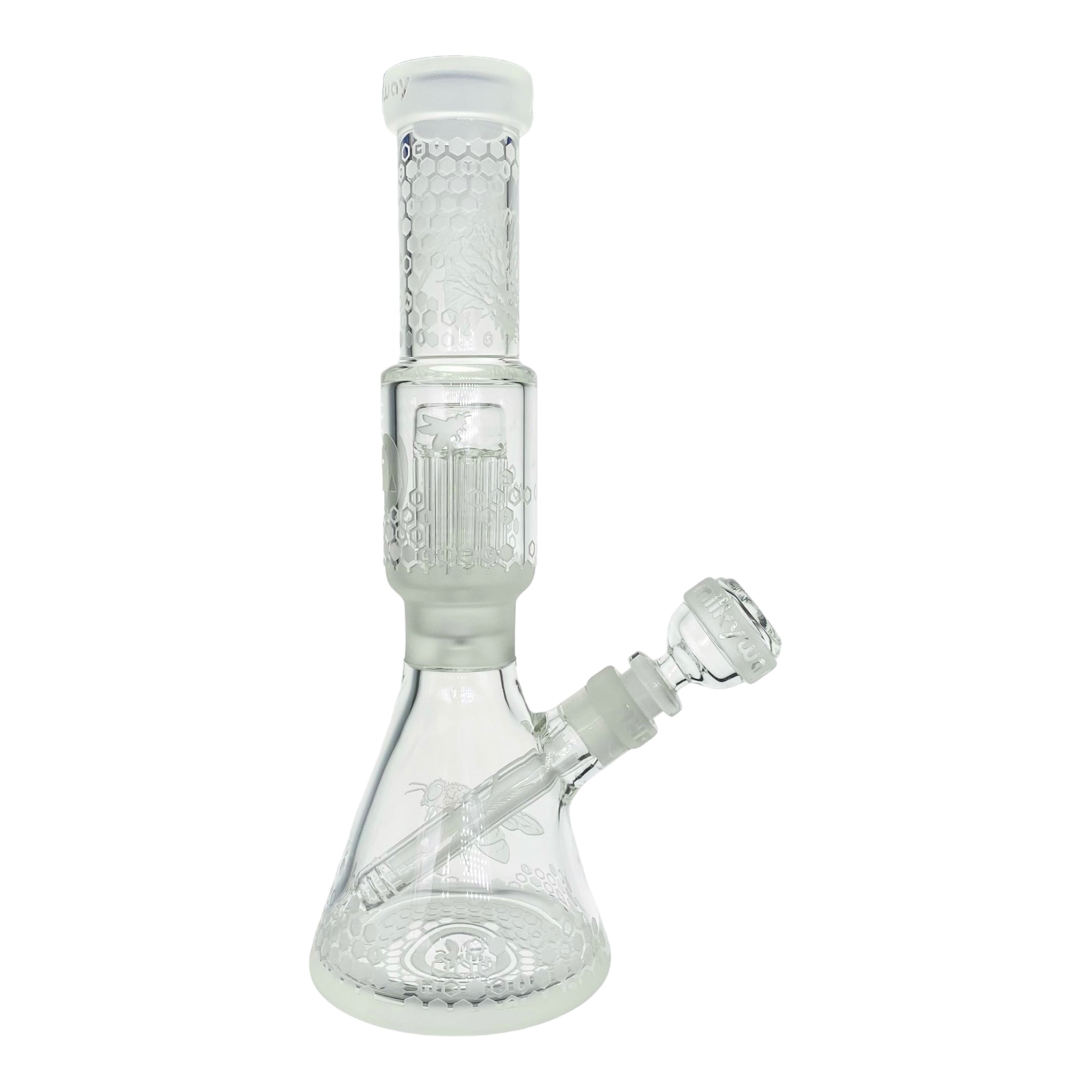 Milkyway Glass - 11 Inch Sandblasted Bee Hive Colony Beaker Base Bong