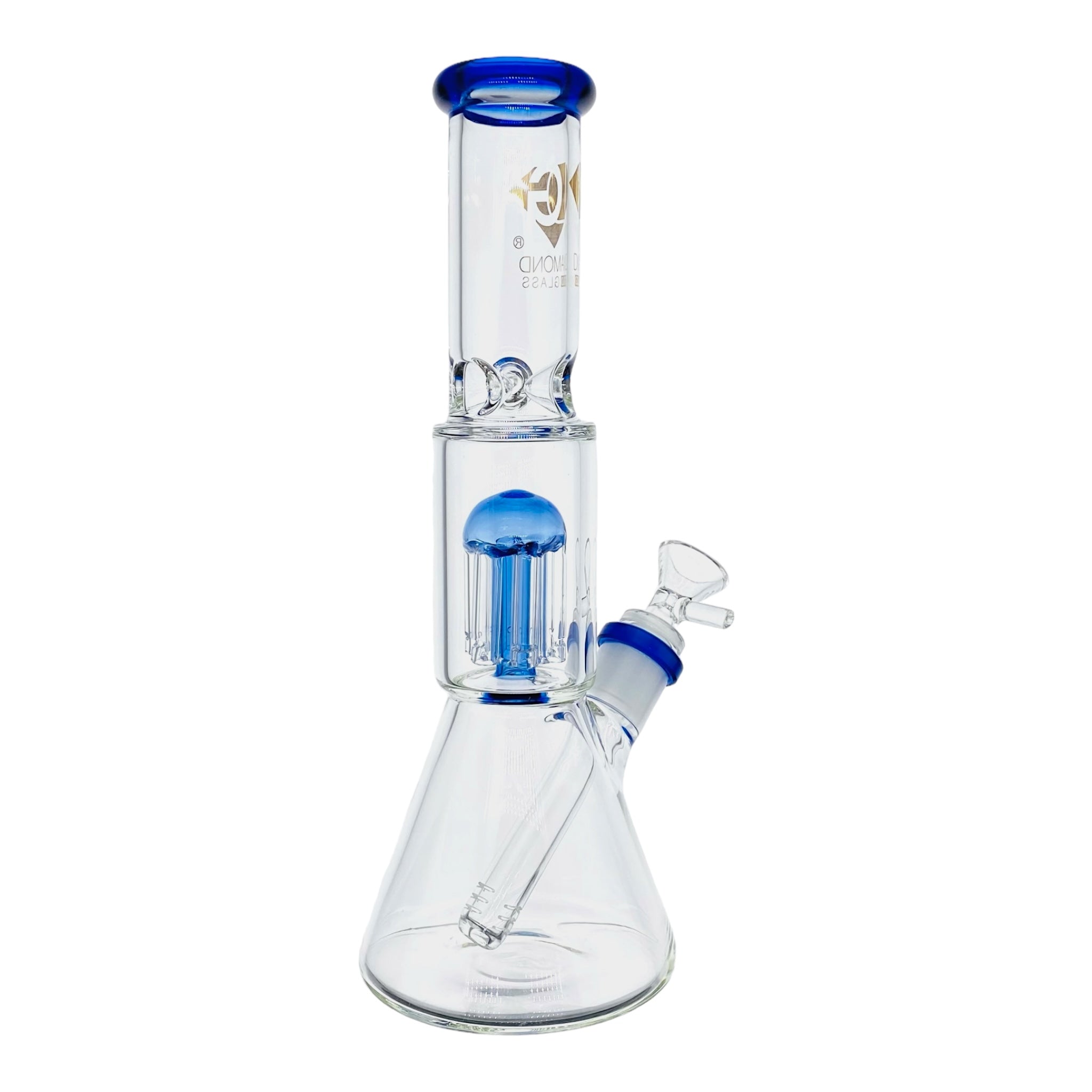 Diamond Glass Bong - Blue 11 Inch Beaker Bong With Tree Perc for sale