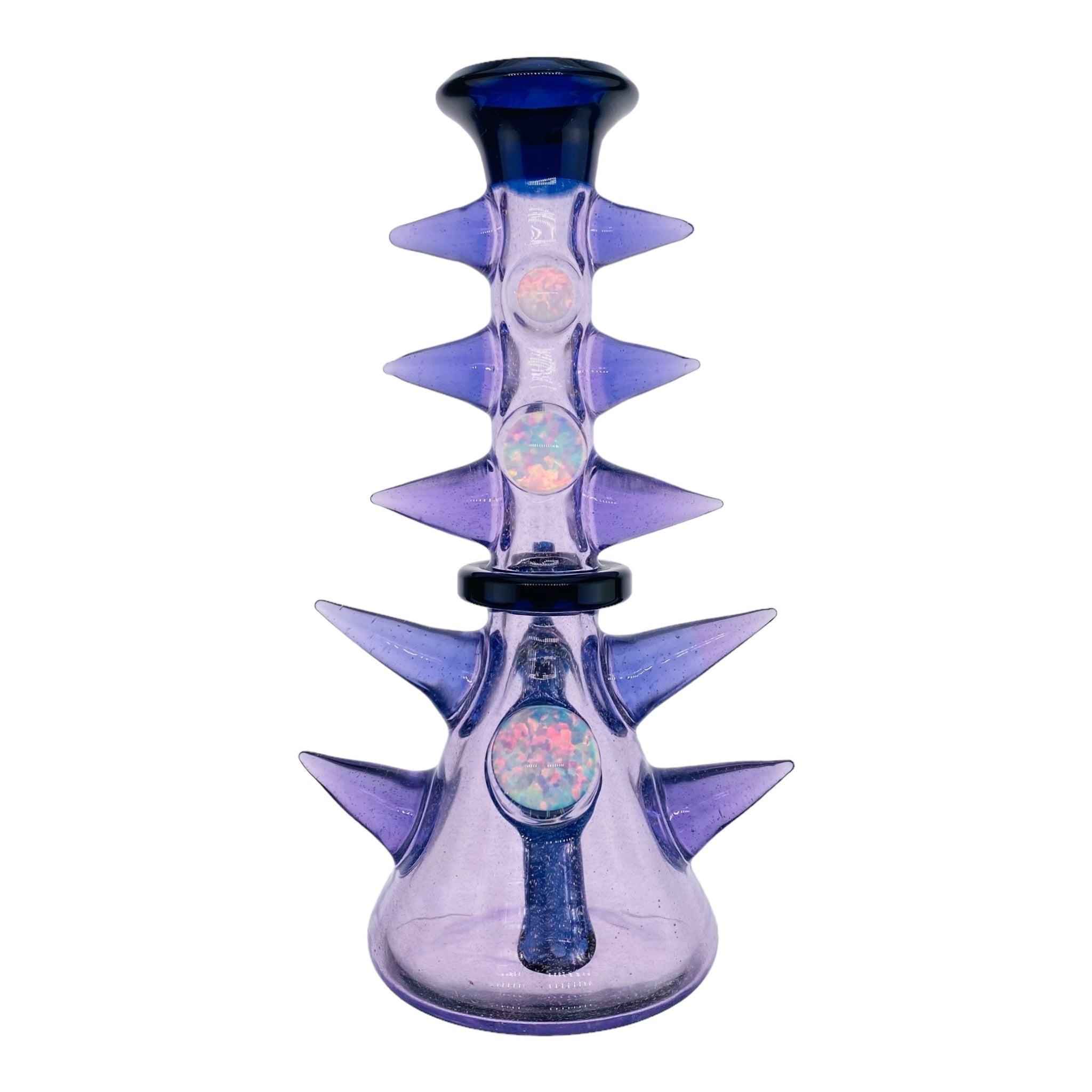 Darby Holm - Purple Reign Dichro Horned Minitube Dab Rig Water Pipe With Large Opals