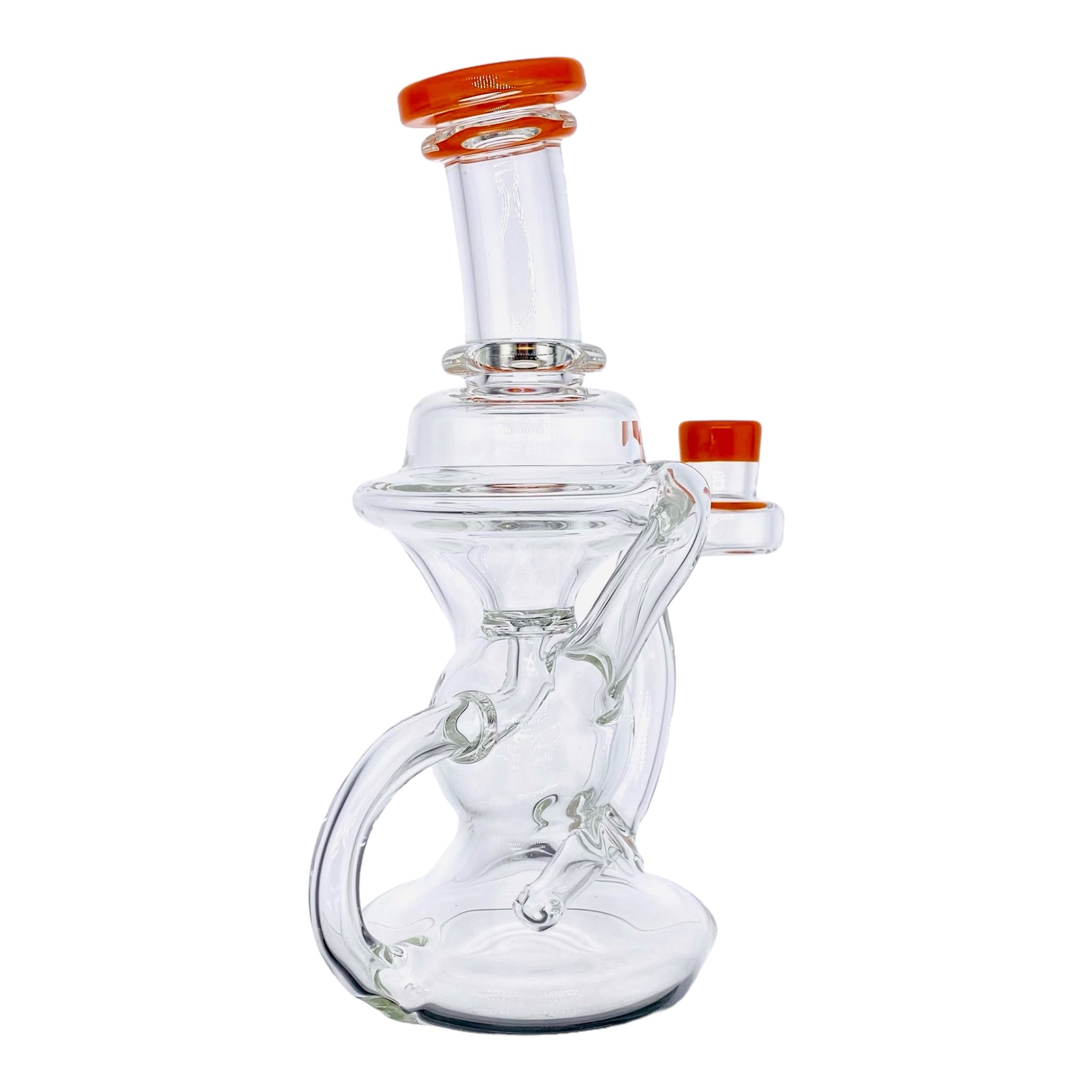 heady glass Santa Cruz Glass - Clear Klein Recycler Dab Rig With Orange Lip for sale