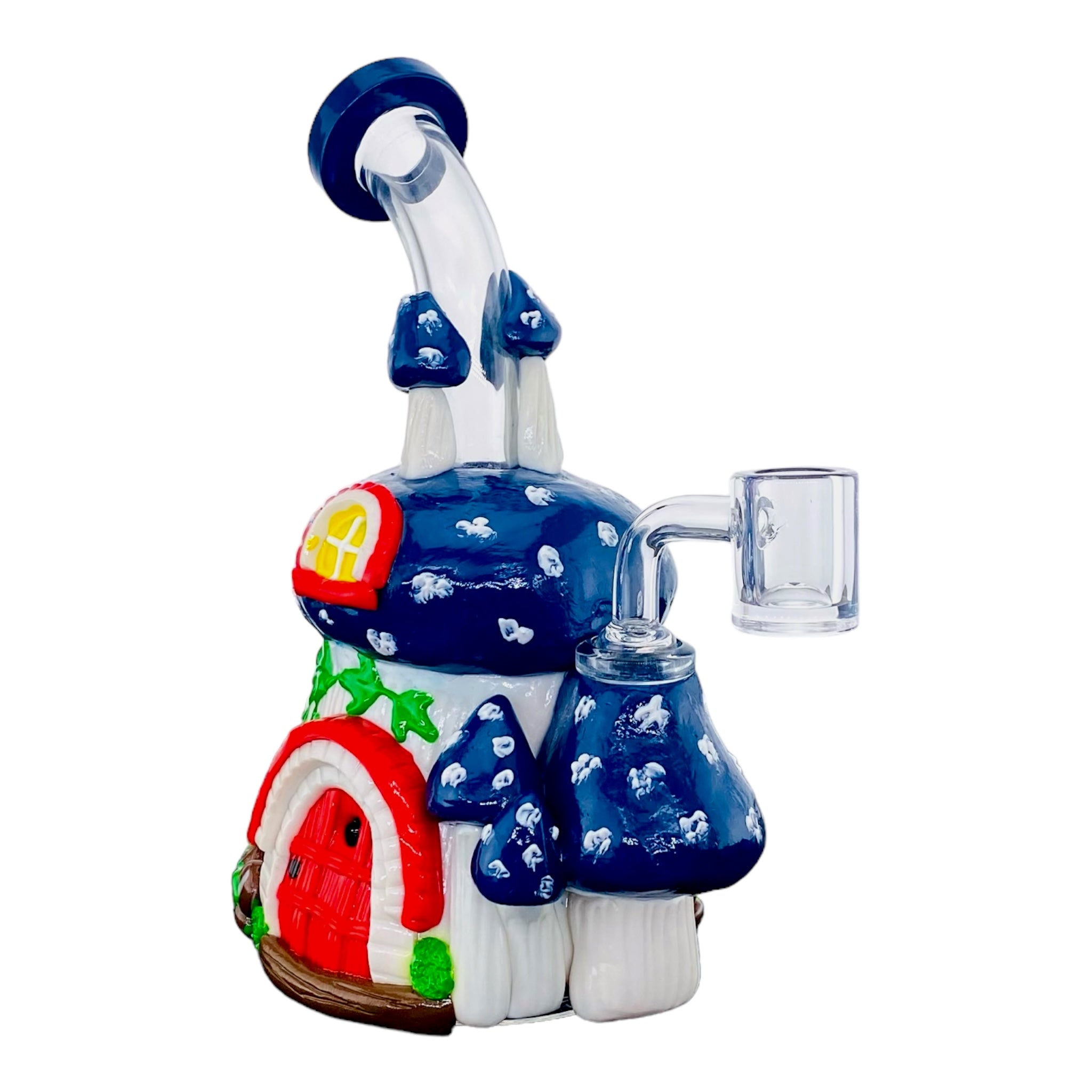 Blue And White Mushroom House Small Dab Rig