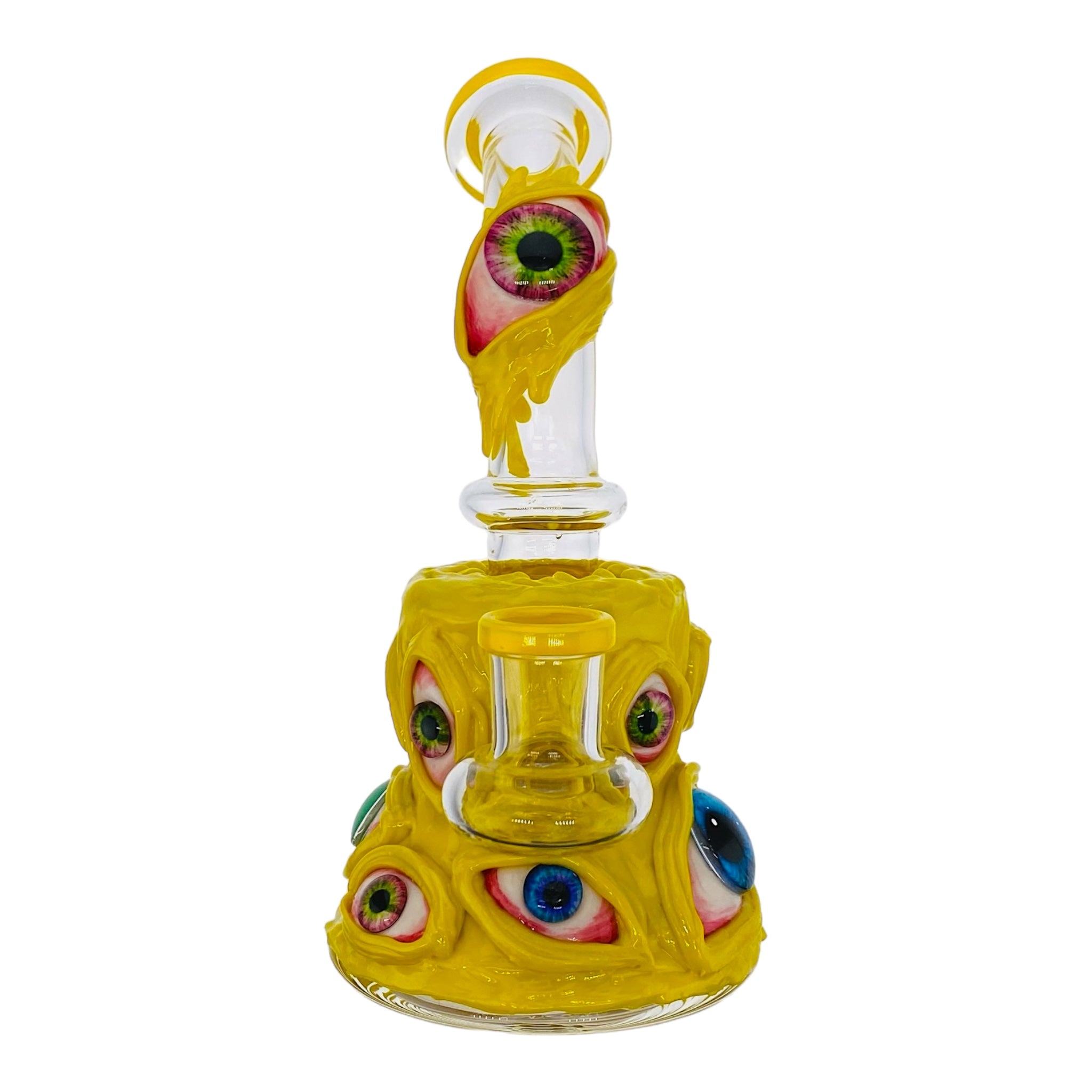 small glass dab rig in yellow