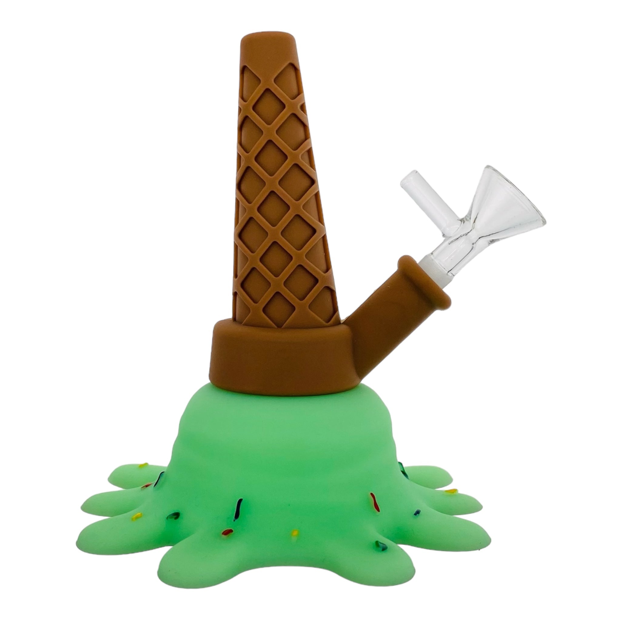 cute and girly Silicone Rubber Ice Cream Cone Bong Green for sale