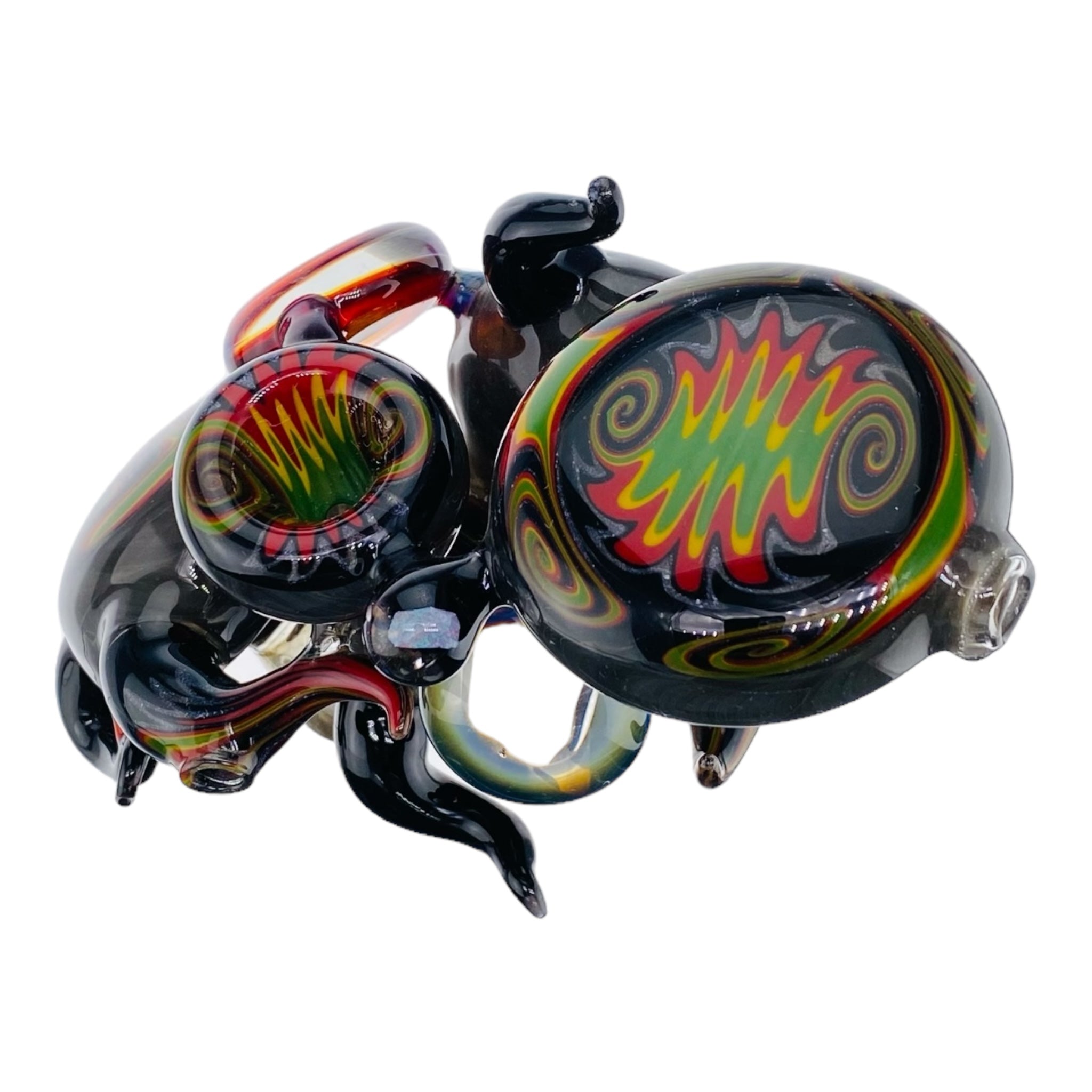 heady custom water bubbler bong Multi Section Rasta Wig Wag Heady Glass Bubbler for sale