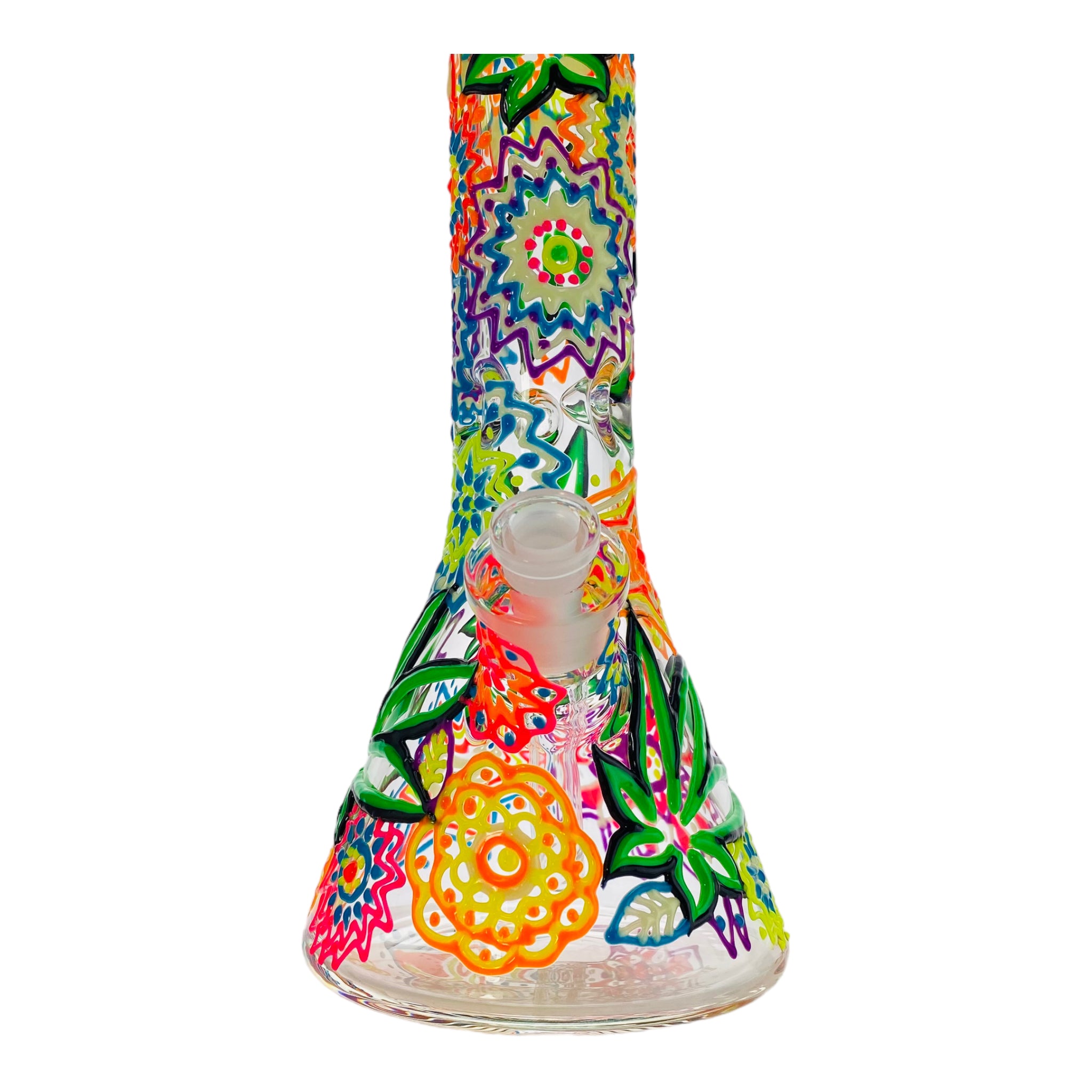 best cheap portable Groovy hippie Flower Power 9mm Thick Glass Beaker Bong