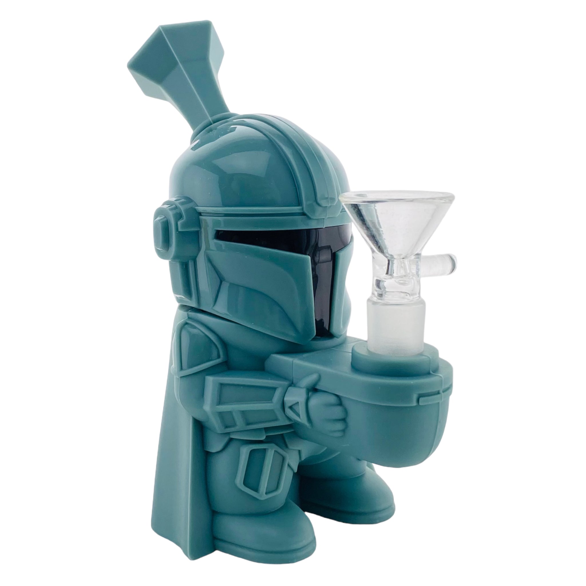 Small Mandalorian Silicone Bong - Teal