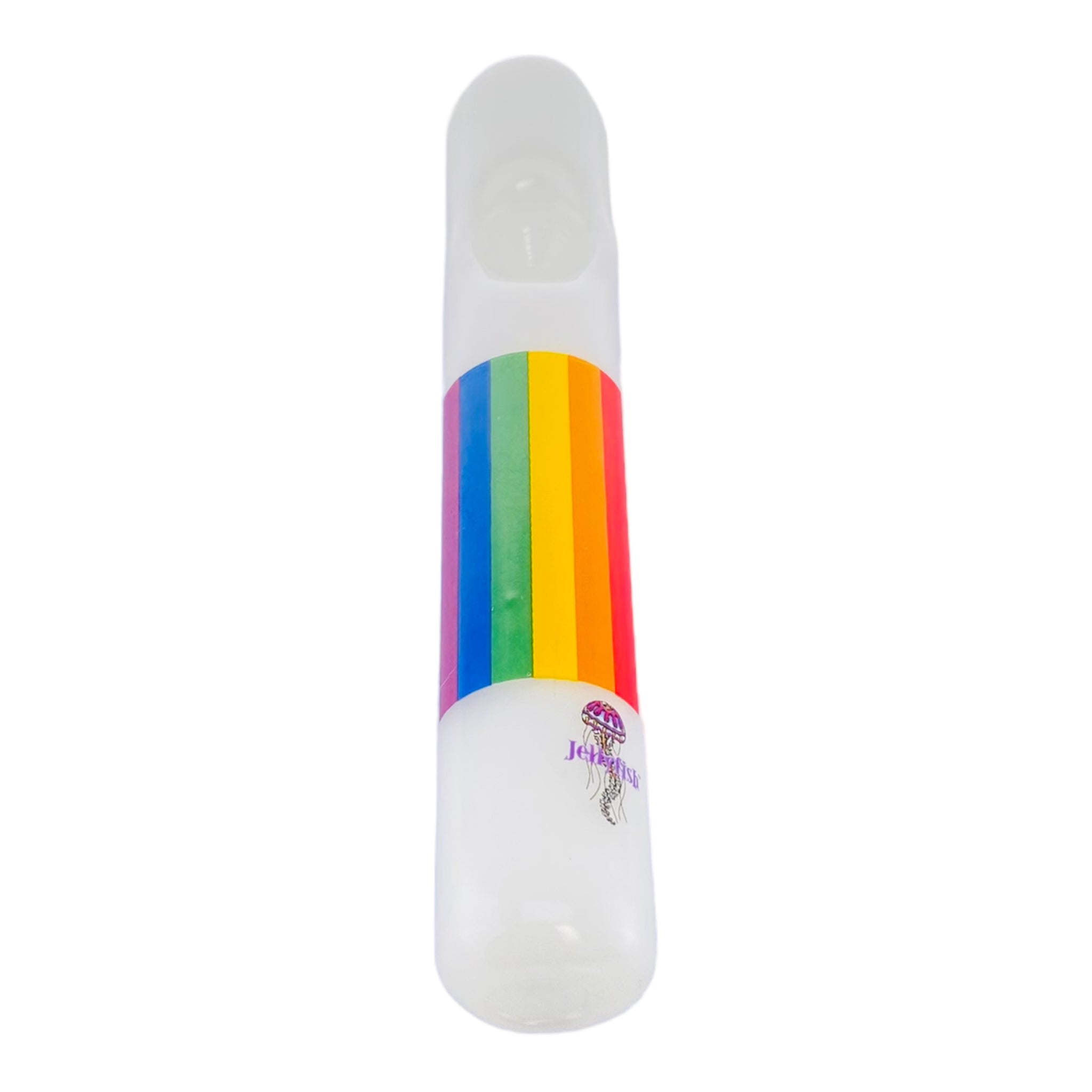 White Glass Steamroller With Rainbow