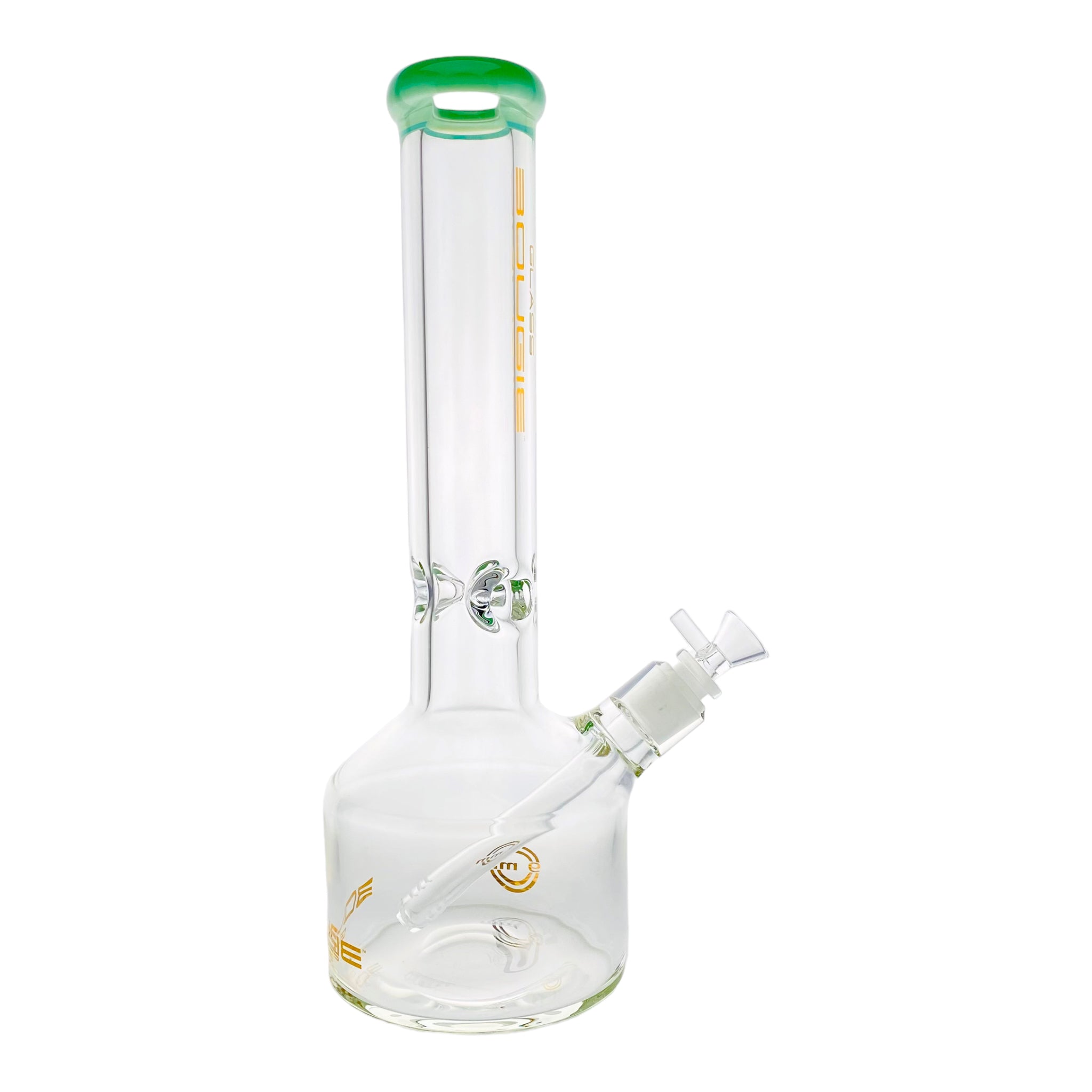 Bougie Glass - 9mm Thick Straight Cylinder Beaker Bong - Green Mouthpiece