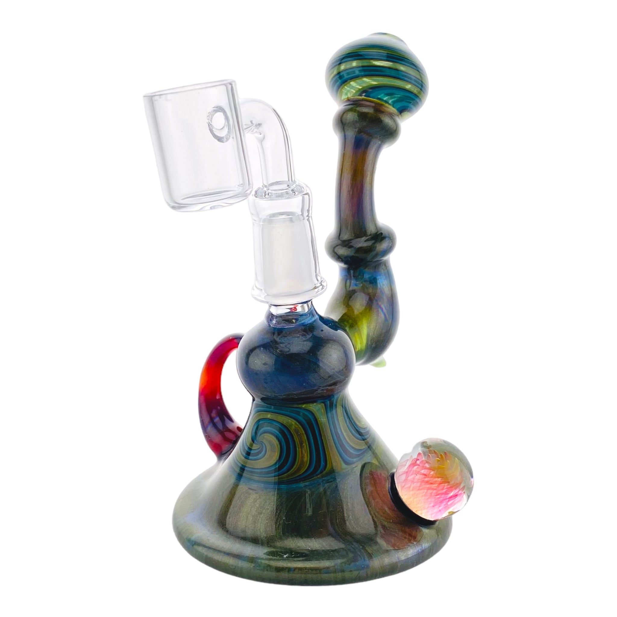Crux Glass - Custom Alientech Green Dab Rig With Wig Wag Sections And Horns