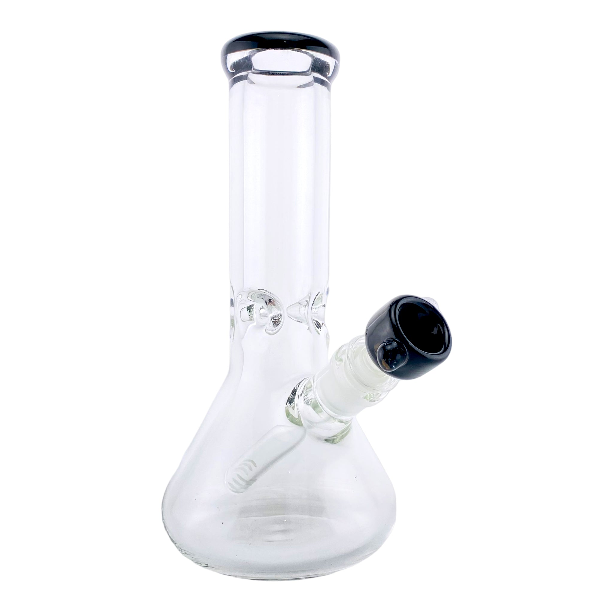 9mm Thick Beaker Base Bong - Black Mouthpiece & Bowl Piece