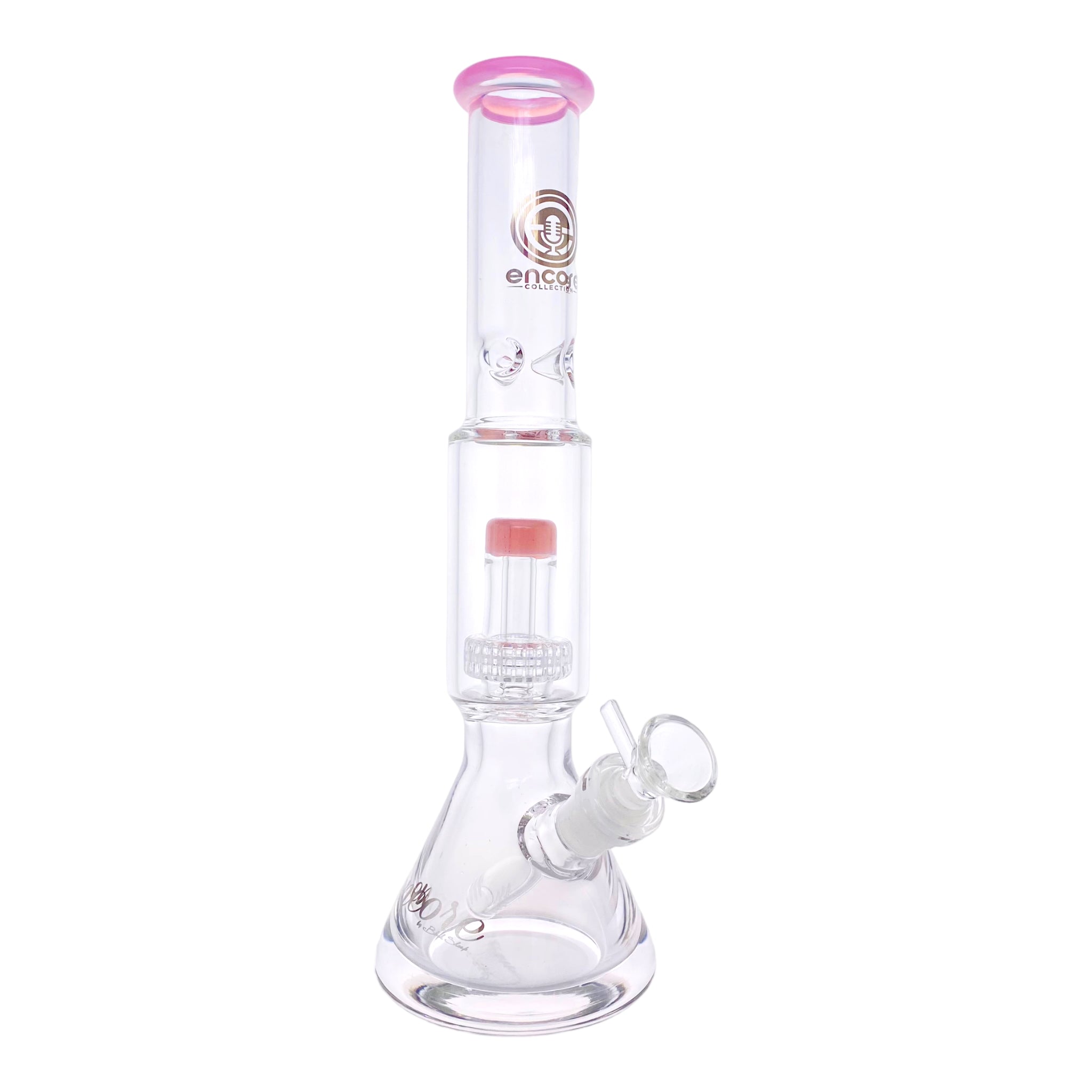 Encore Glass Beaker Base Bong With Perc & Extra Thick Base - Pink