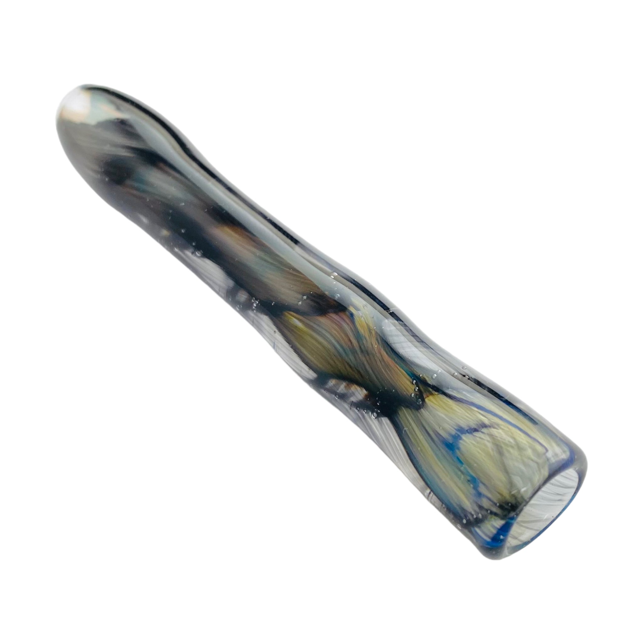 Glass Chillum Pipe - Black Inside Out Glass One Hitter