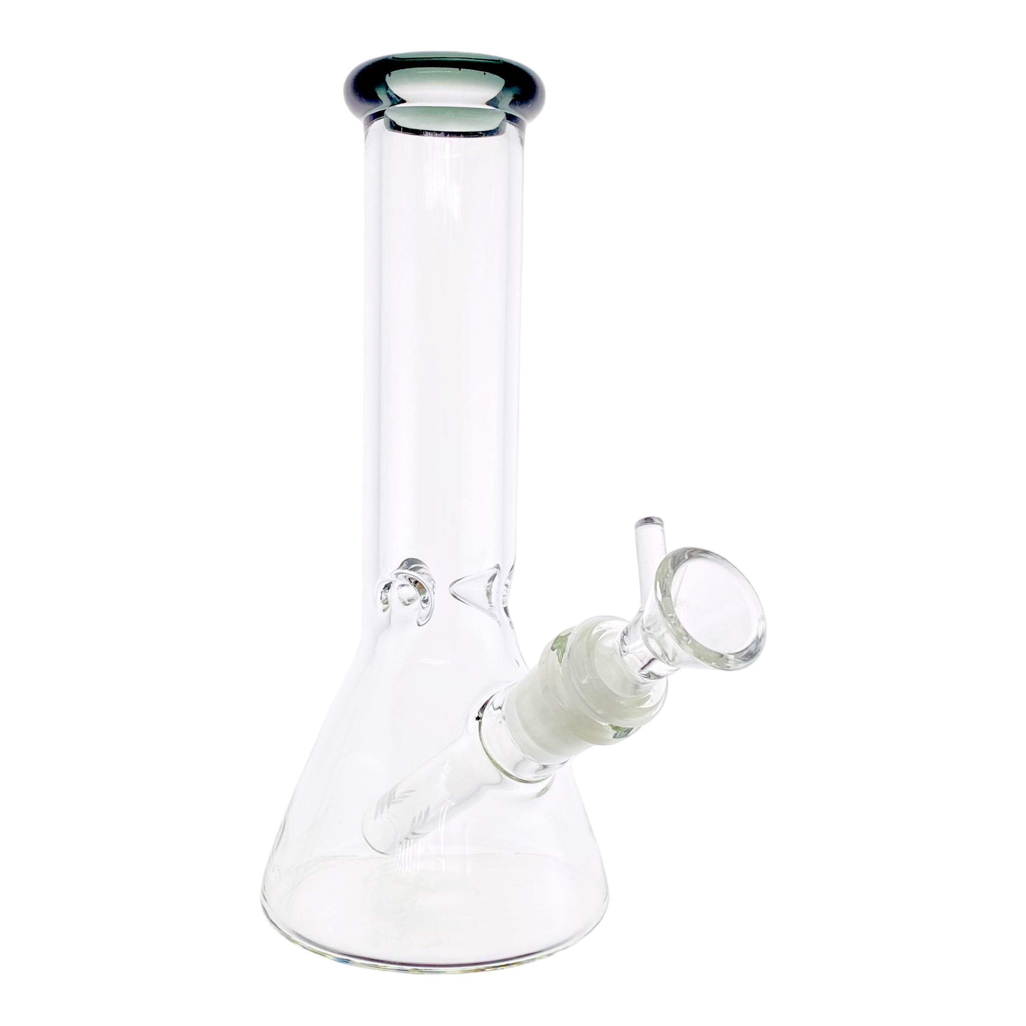 8 Inch Clear Beaker Bong With Shadow Black Color Lip