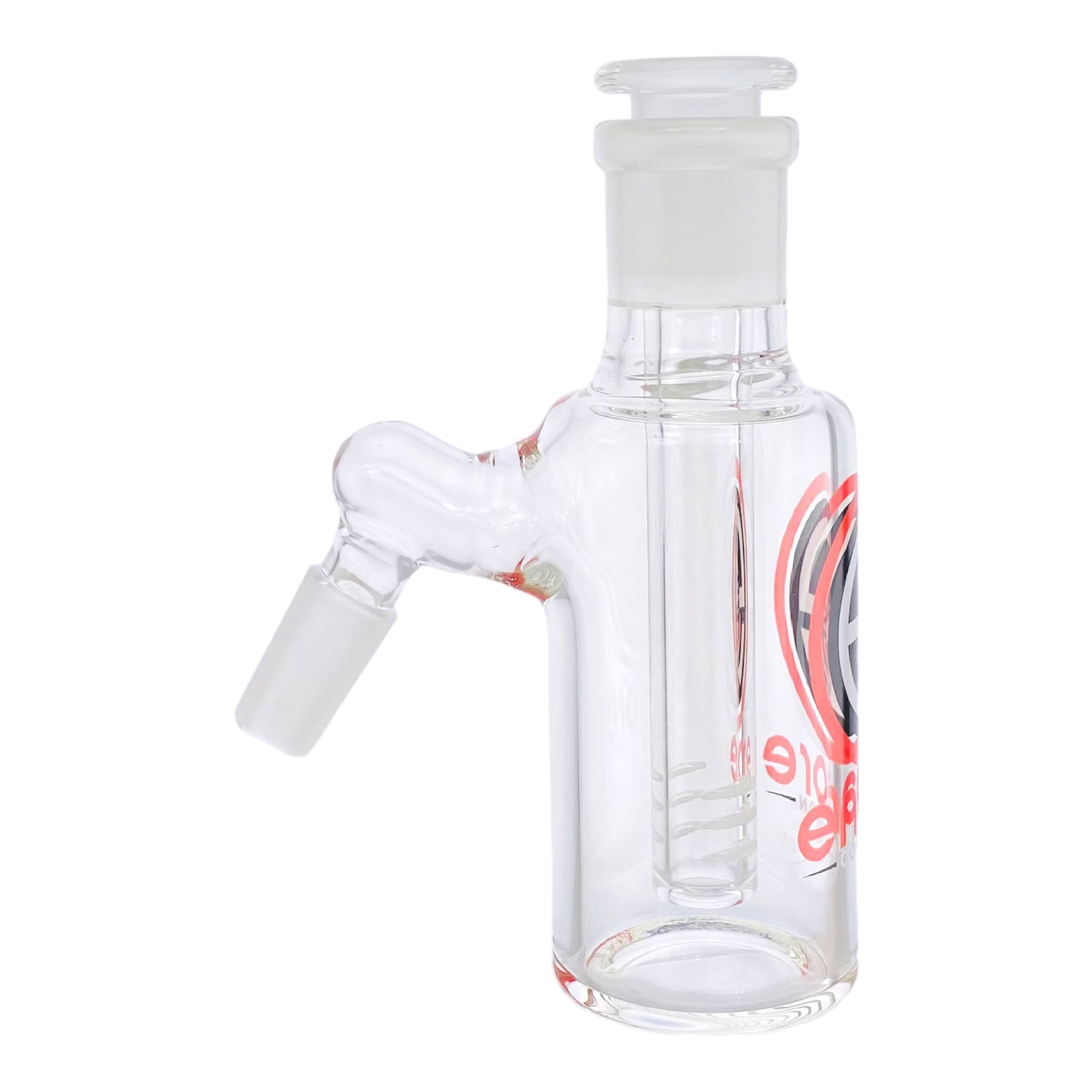 Encore Glass 14mm Ash Cathcer With 45 Degree Joint And Removable Downstem Red Logo