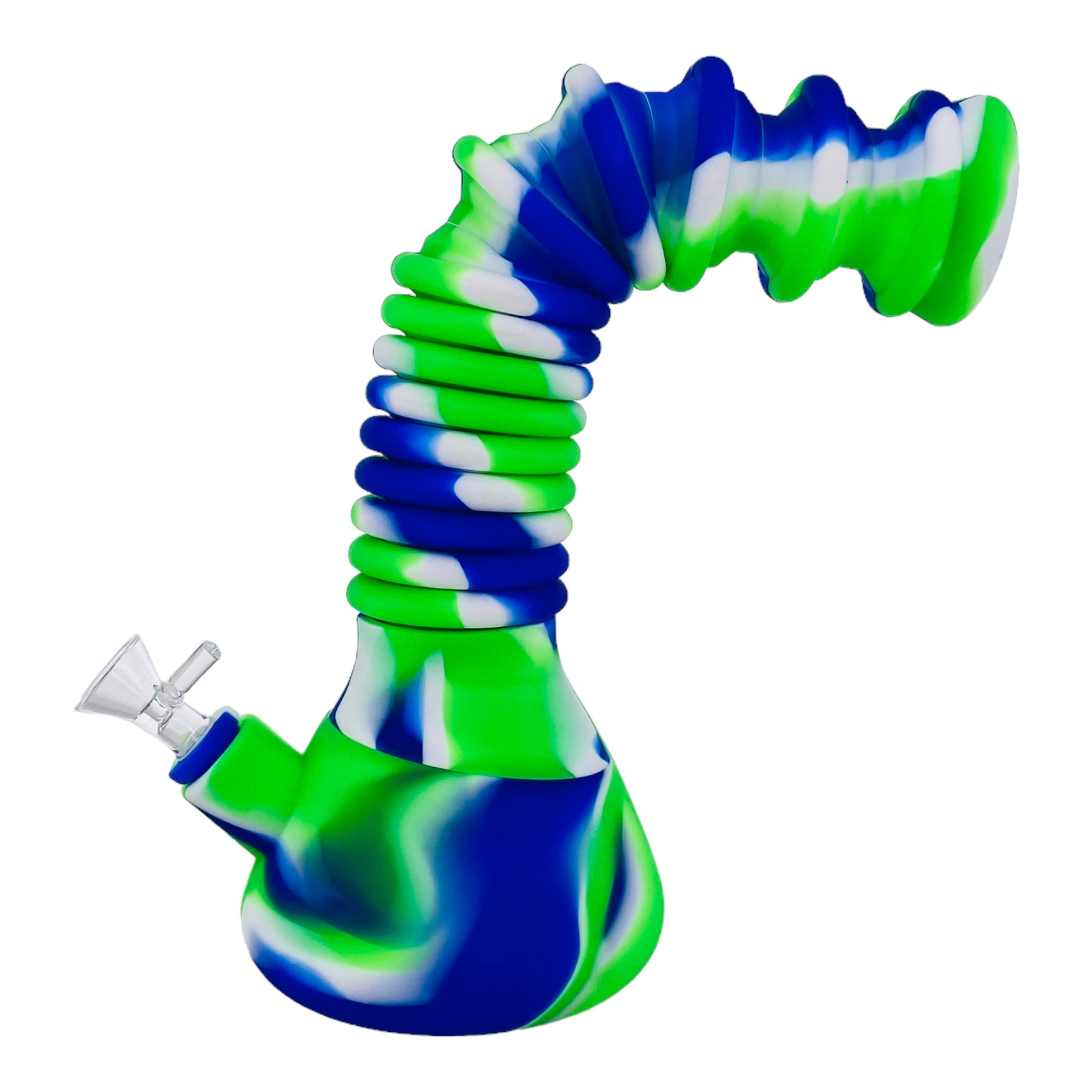 Extendable Silicone Rubber Bong Green Blue White