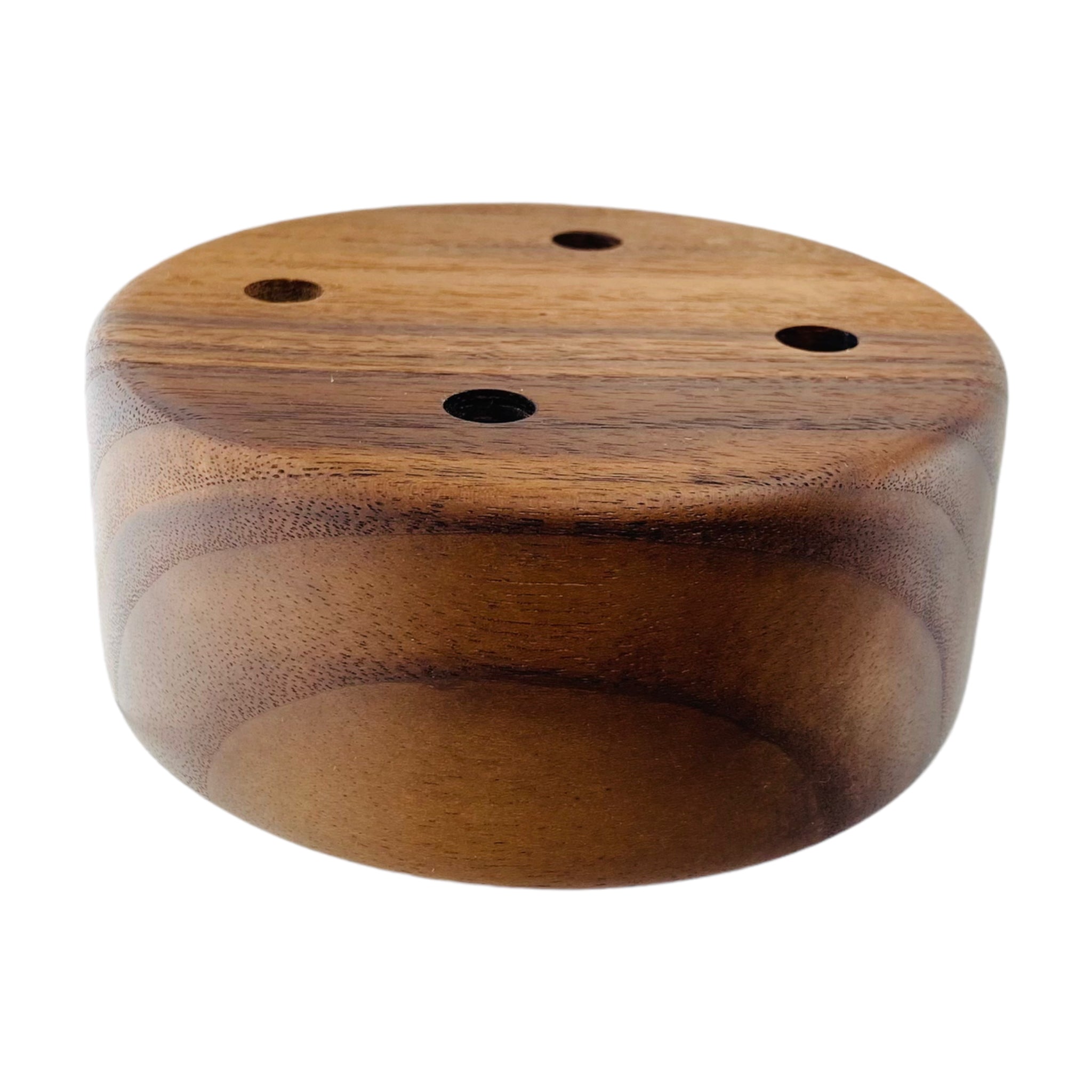 Round 4 Hole Wood Display Stand Holder For 10mm Bong Bowl Pieces Or Quartz Bangers - Black Walnut