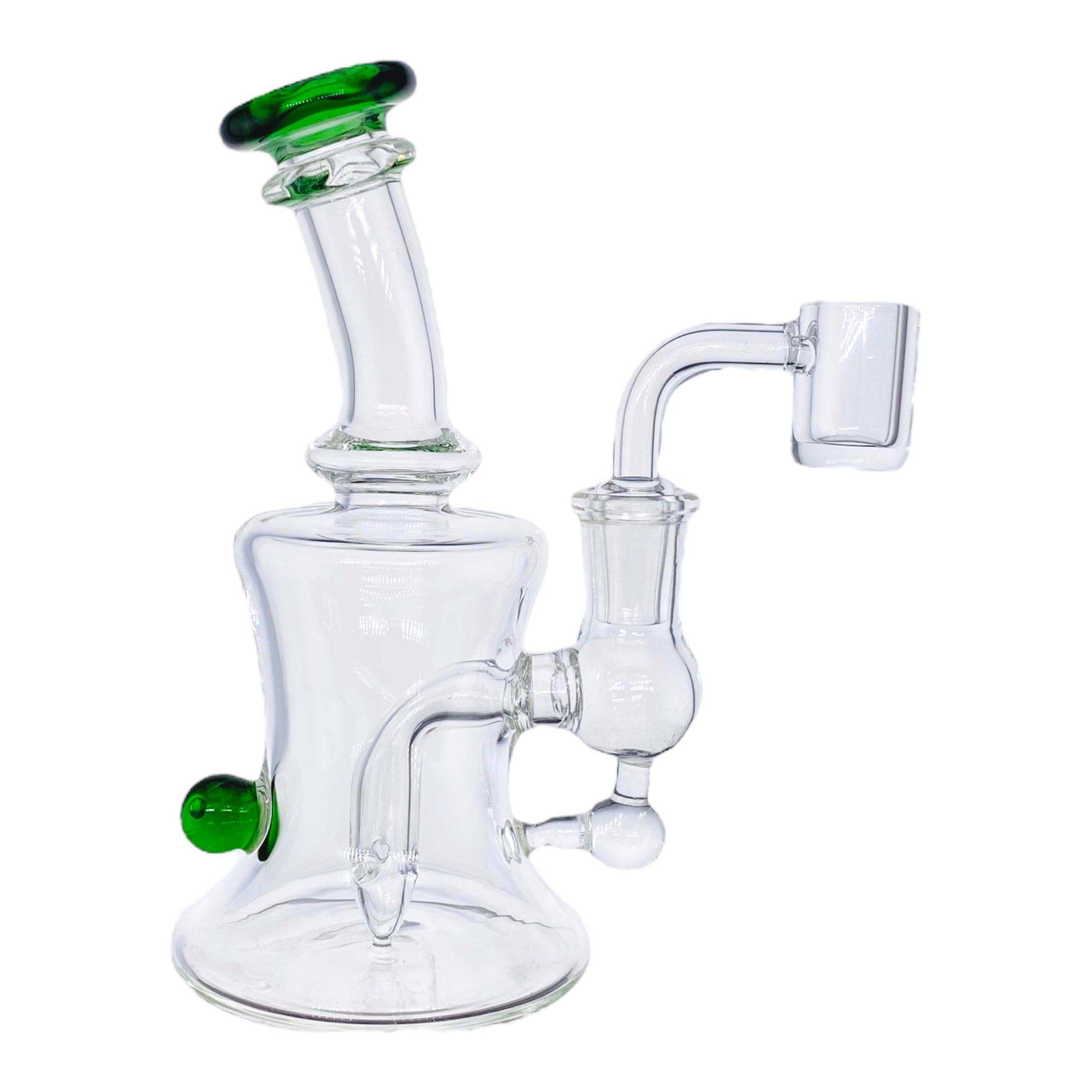 cute girly Mini Dab Rig With Green Mouthpiece And Marble