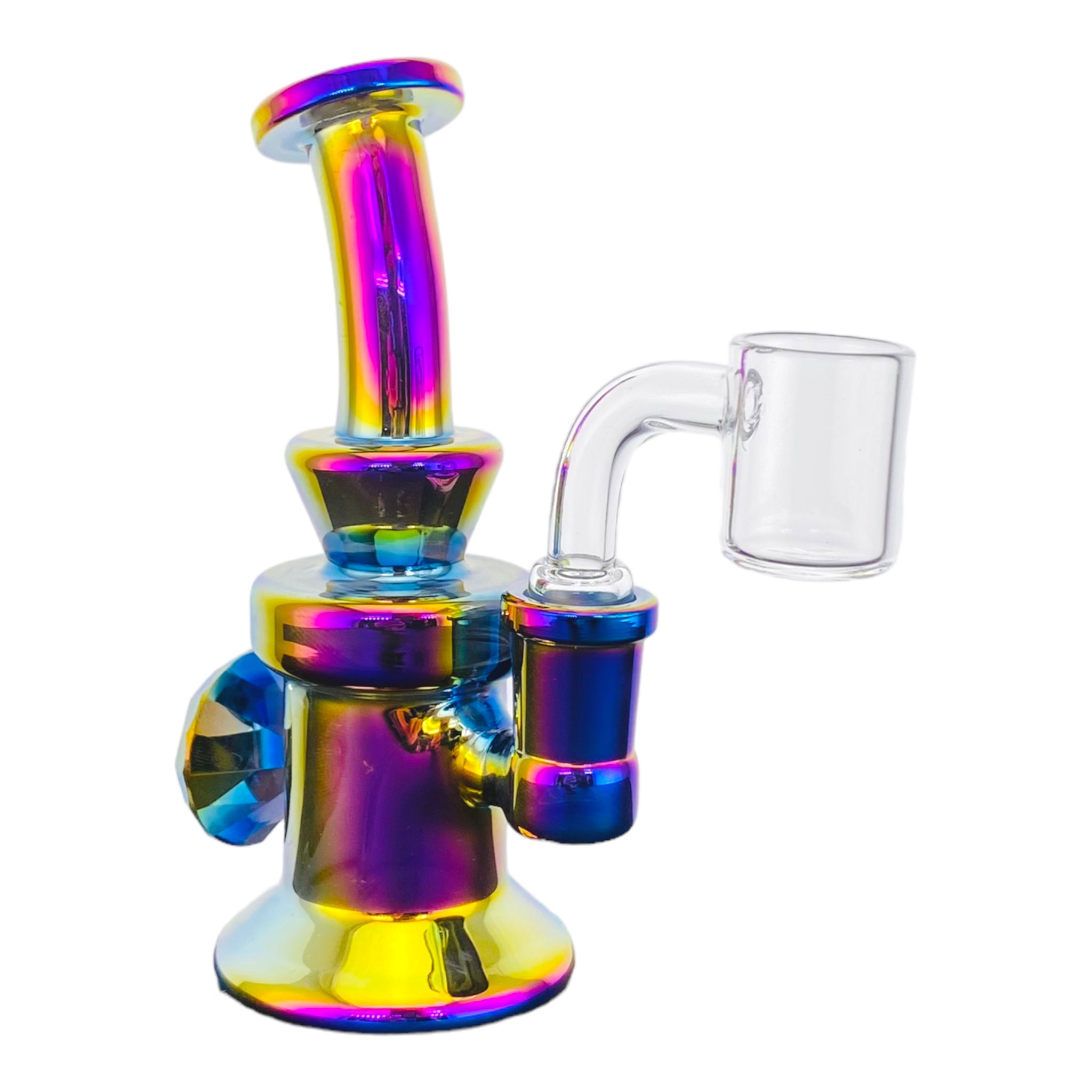 cute Rainbow Mini Dab Rig With Faceted Diamond