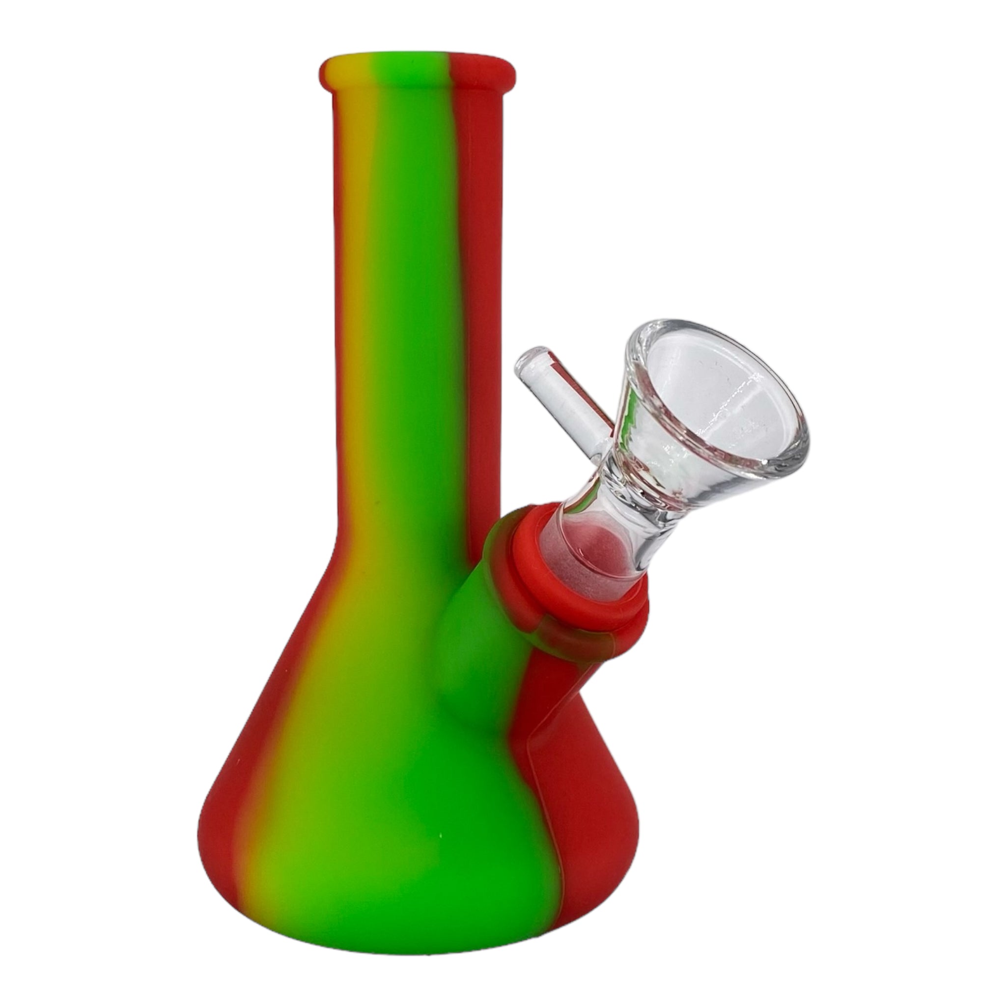 5 Inch Mini Silicone Rubber Beaker Bong Rasta Colors