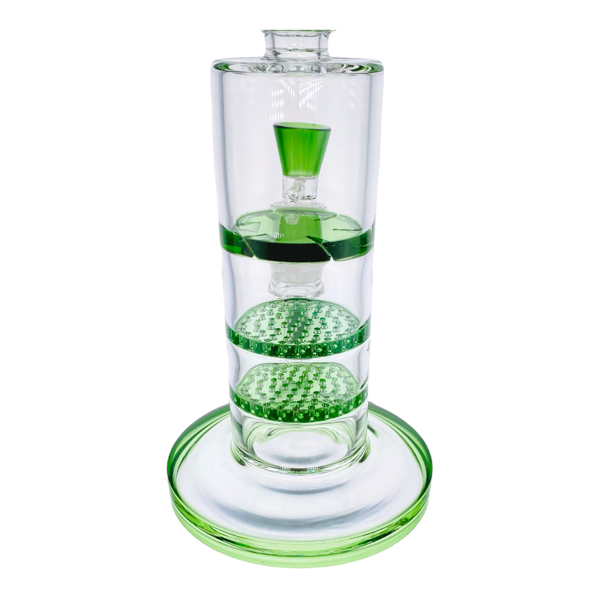 10 Inch Green Inline Bong With Double Honeycomb Percs And Smoke Turbine