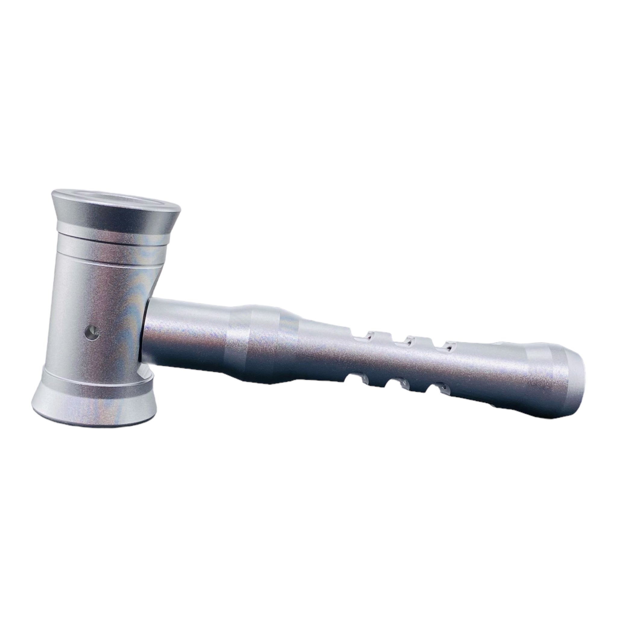 Metal And Glass Hash Hammer Hand Pipe Brushed Aluminum