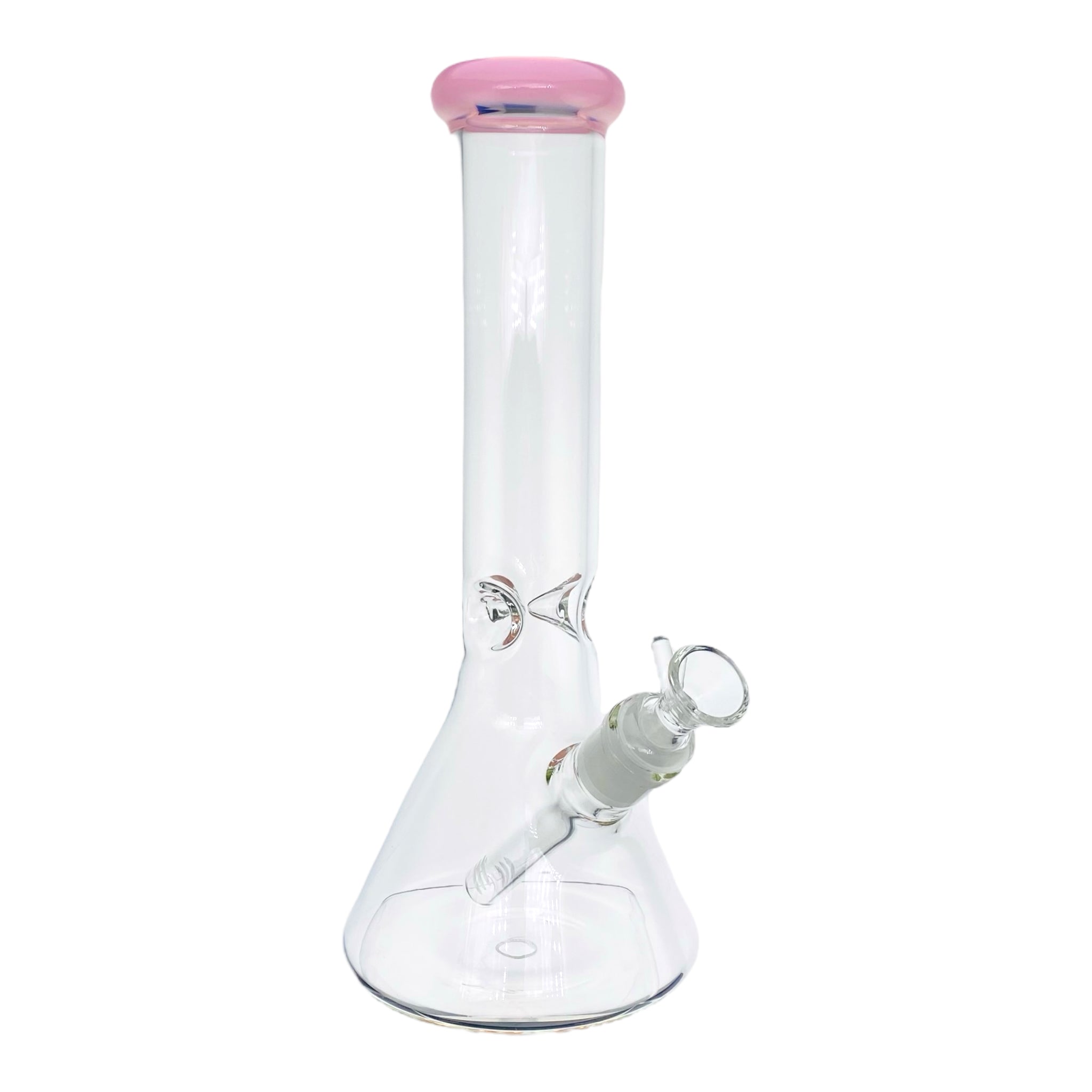 12 Inch Clear Beaker Bong With Pink Color Lip